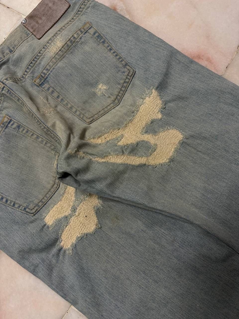 Vintage 💥Sashiko Boro Kapital Style Thrashed Rusty Jeans By Zara 90s Size US 34 / EU 50 - 15 Thumbnail