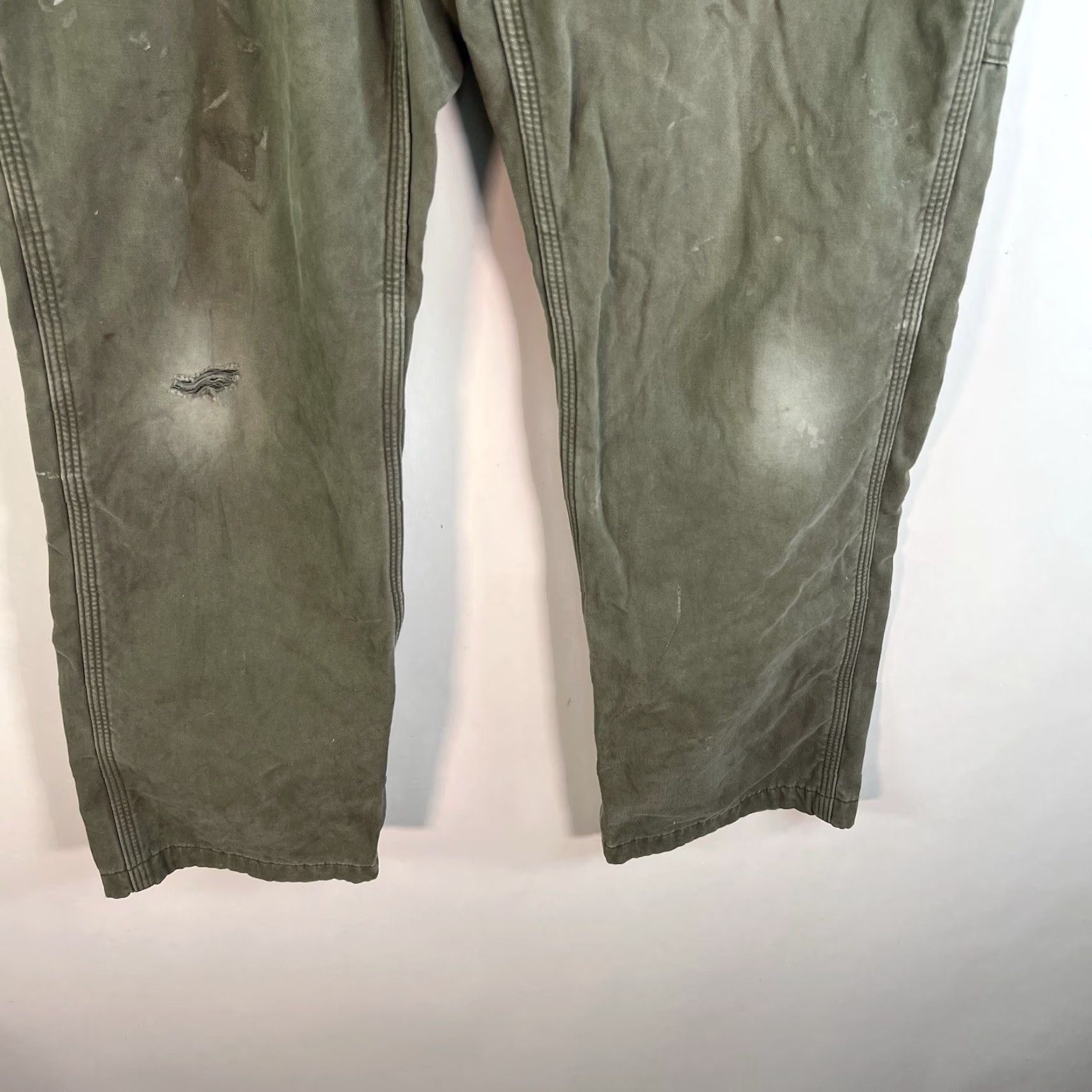 Carhartt VINTAGE Carhartt Canvas Carpenter Lined Distressed Pants Mens Size 34x32 Sage Green 10070 Grunge Workwear Size US 34 / EU 50 - 4 Thumbnail