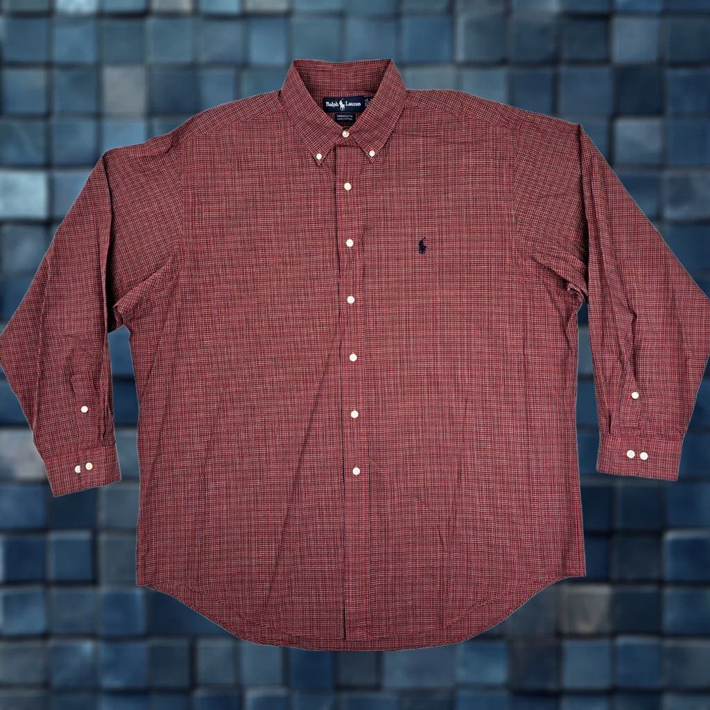 Polo Ralph Lauren VINTAGE Polo Ralph Lauren Yarmouth Oxford Shirt Men 55" Chest Red Green 17 34/35 XL-XXL Button-Down Collar SVG? Size US XXL / EU 58 / 5 - 1 Thumbnail