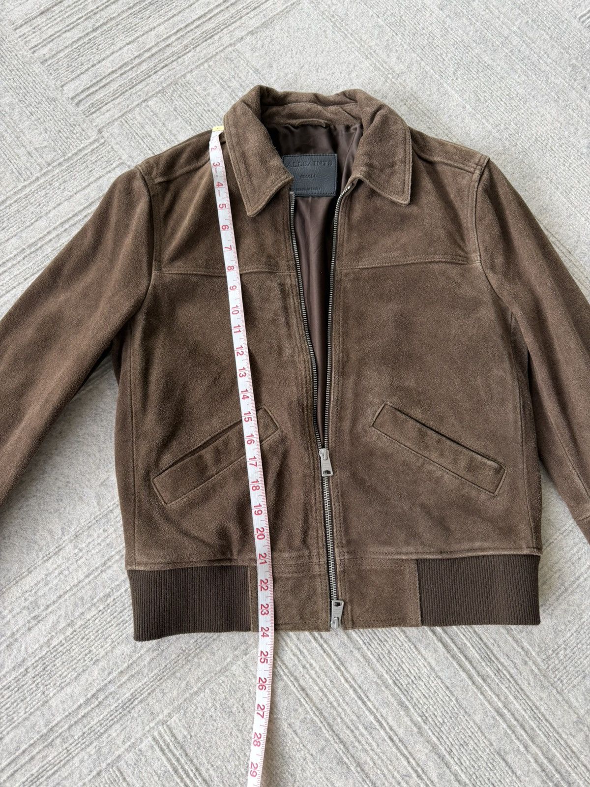 Allsaints AllSaints Suede Leather Jacket - Brown Size US S / EU 44-46 / 1 - 4 Thumbnail