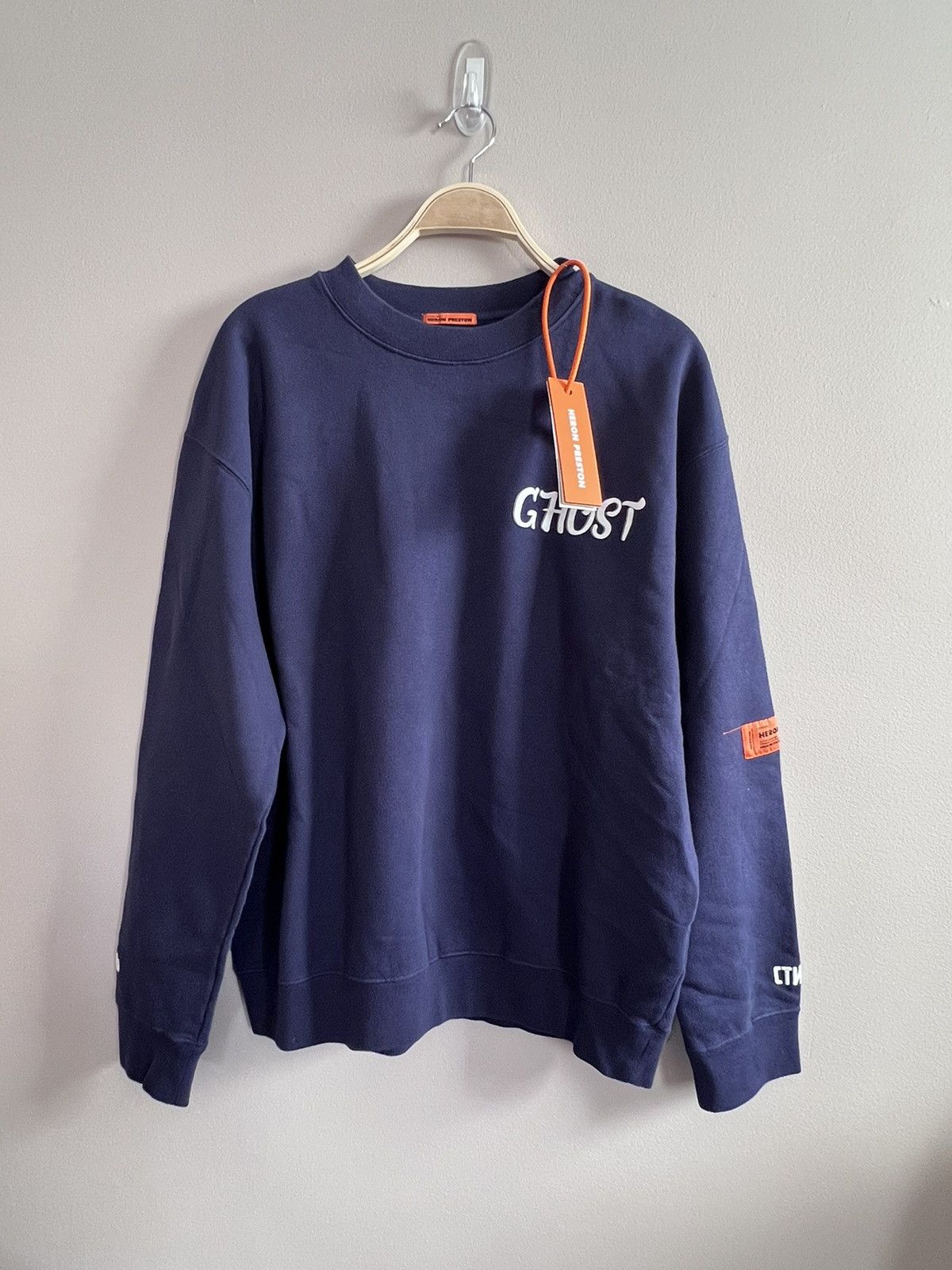 image of Heron Preston Ghost Sweatshirt in Blue, Men's (Size Small)