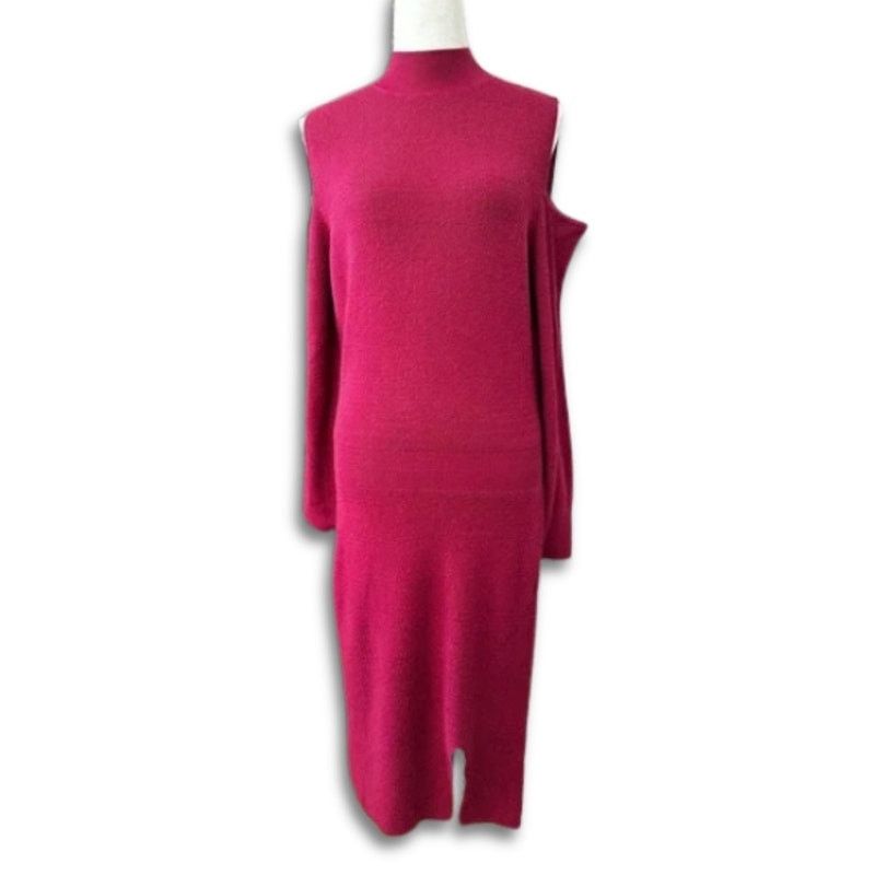 Other Chelsea28 Midi Sweater Dress Cold Shoulder Pink S NWOT Size S / US 4 / IT 40 - 1 Thumbnail