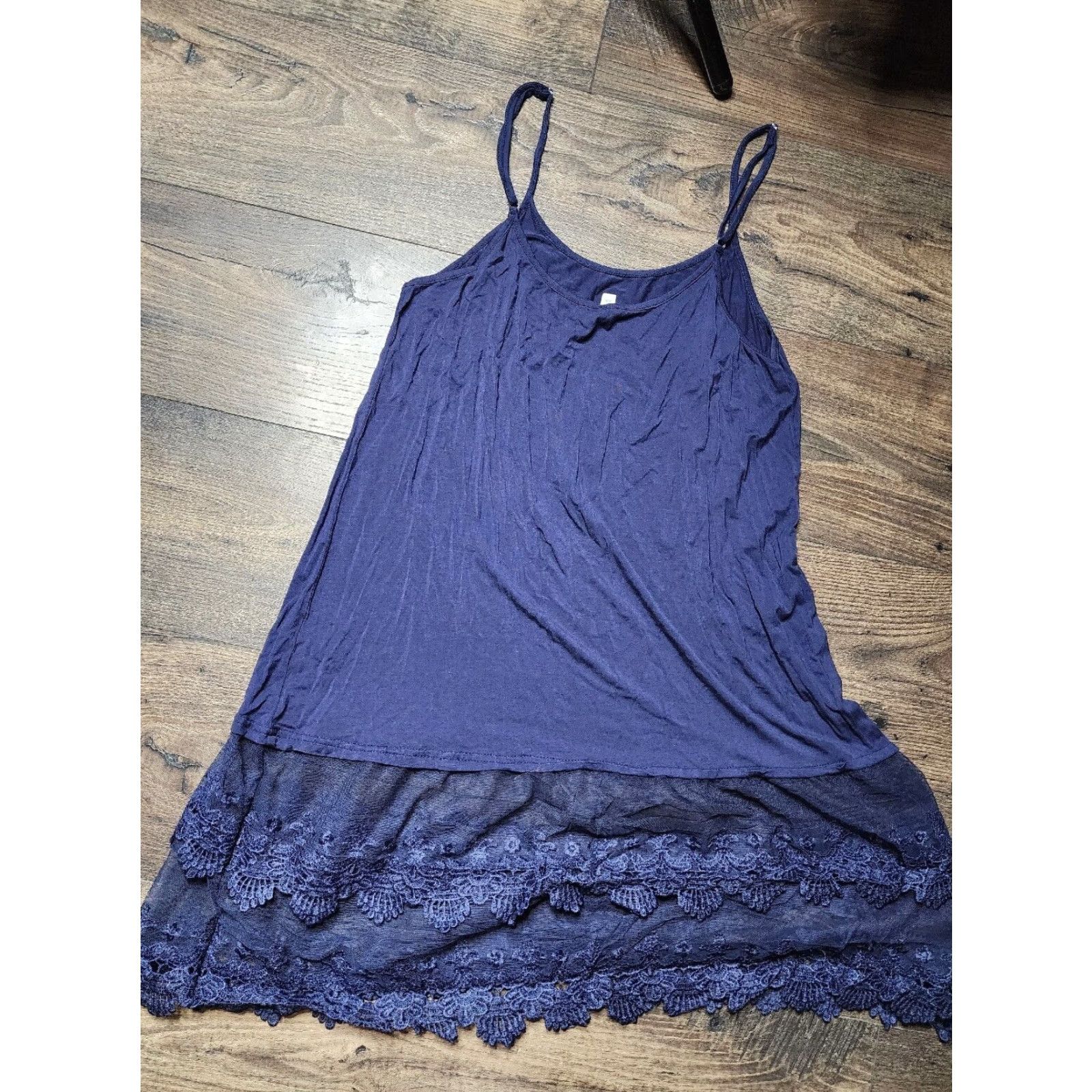 Vintage VINTAGE Yahada Women's Tank Top Sleeveless Camisole 2XL Plus Navy Blue Rayon Slim Shirt Size XXL / US 16-18 / IT 52-54 - 2 Thumbnail