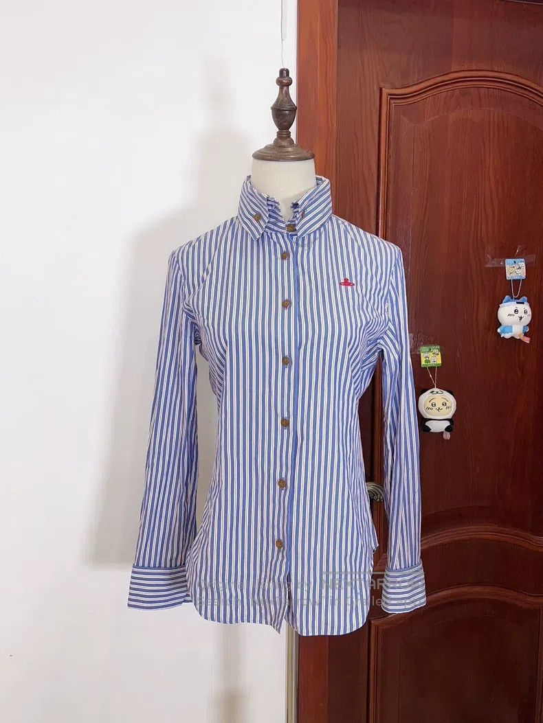 Vivienne Westwood vivienne westwood Purple-blue striped long-sleeved shirt b Size M / US 6-8 / IT 42-44 - 1 Thumbnail