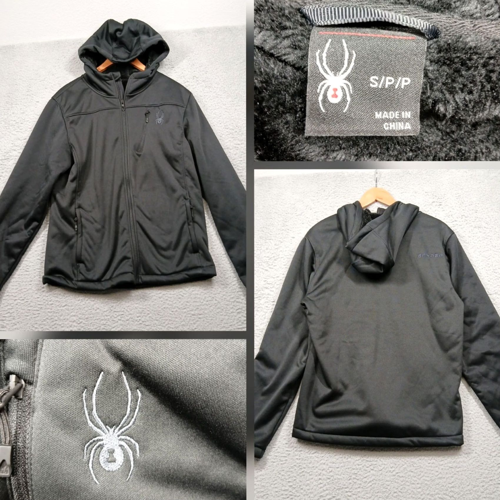 Spyder Spyder Men's S Black Softshell Hooded Jacket Full Zip Fleece Lined Size US S / EU 44-46 / 1 - 2 Thumbnail