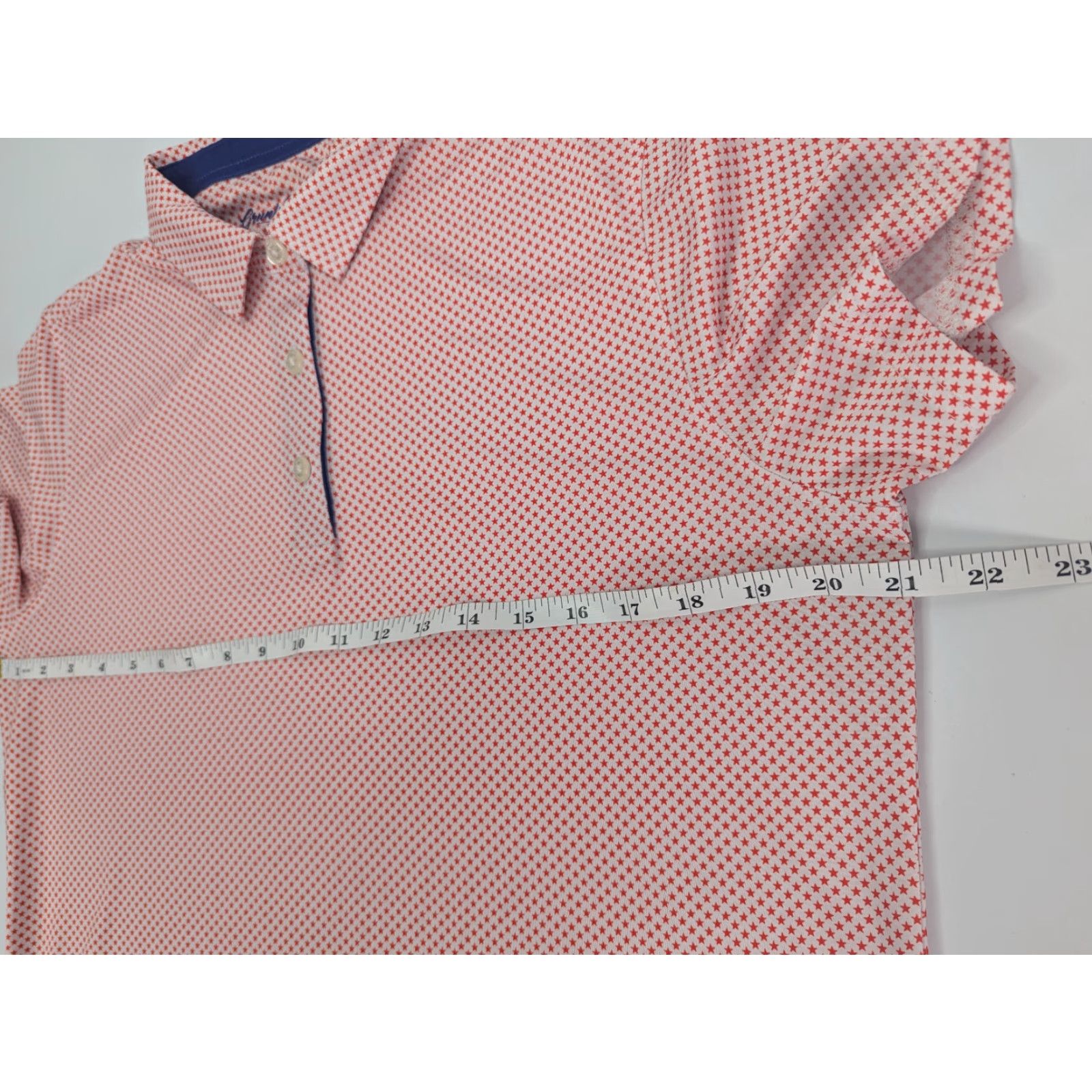 Vintage Grunk Dolfer Polo Shirt Womens Large All Over Star Print Red Performance Golf Shirt Size L / US 10 / IT 46 - 6 Thumbnail