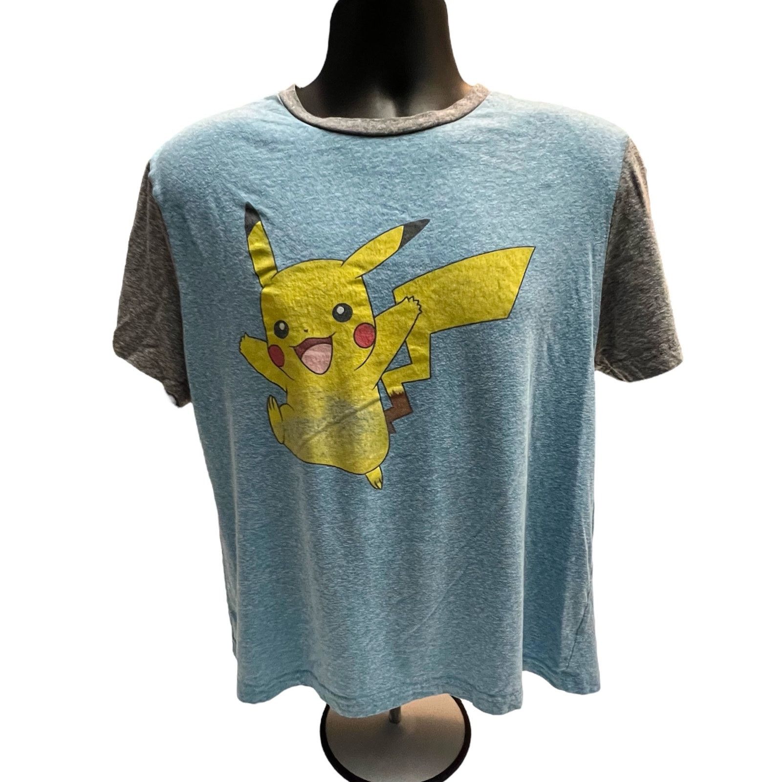 Pokemon Pokémon Pikachu T-Shirt Adult Large Blue Ringer Tee Nintendo Size US L / EU 52-54 / 3 - 1 Thumbnail