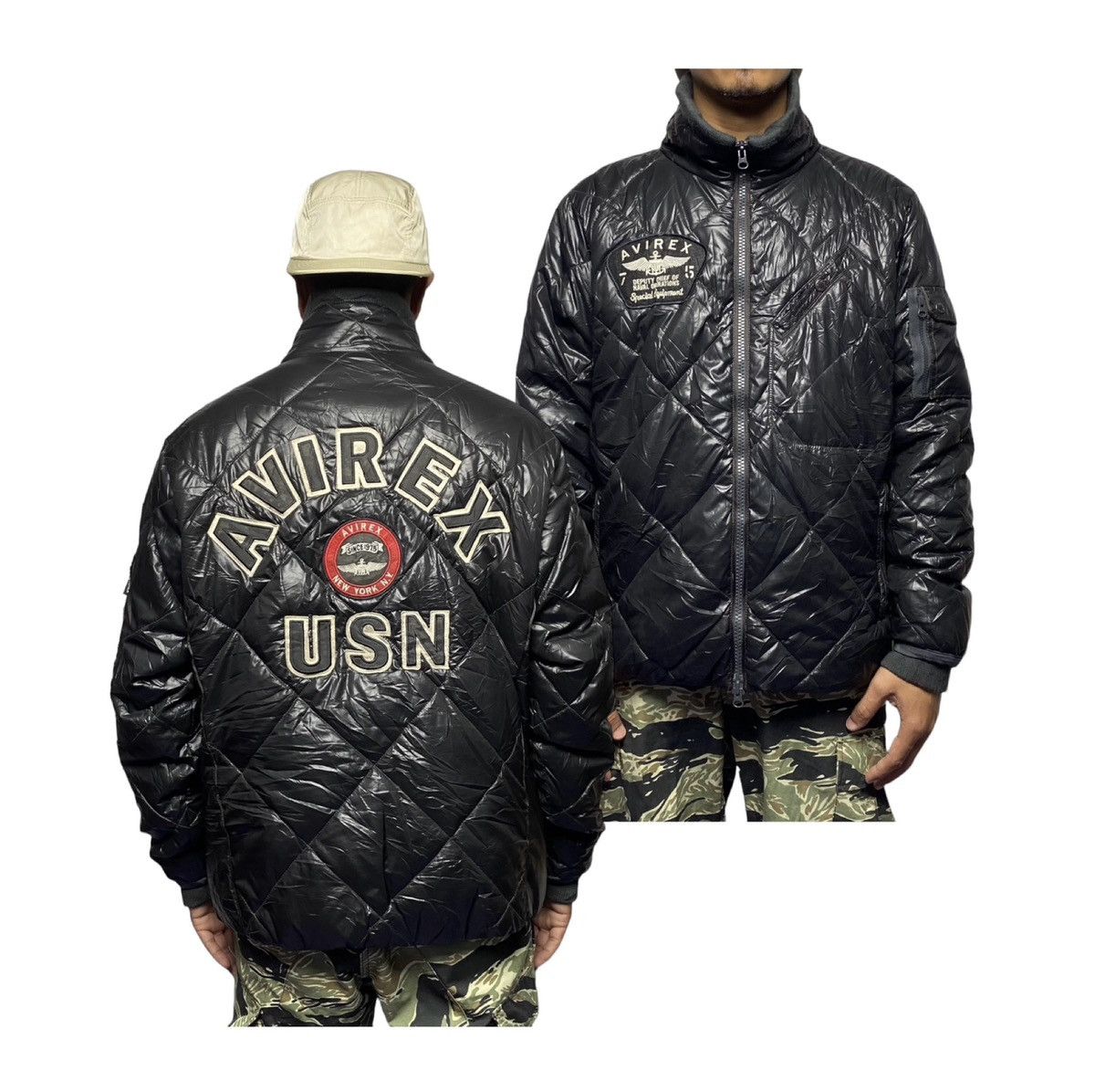 Avirex Avirex USN Big Logo Puffer Jacket Size US XL / EU 56 / 4 - 1 Thumbnail