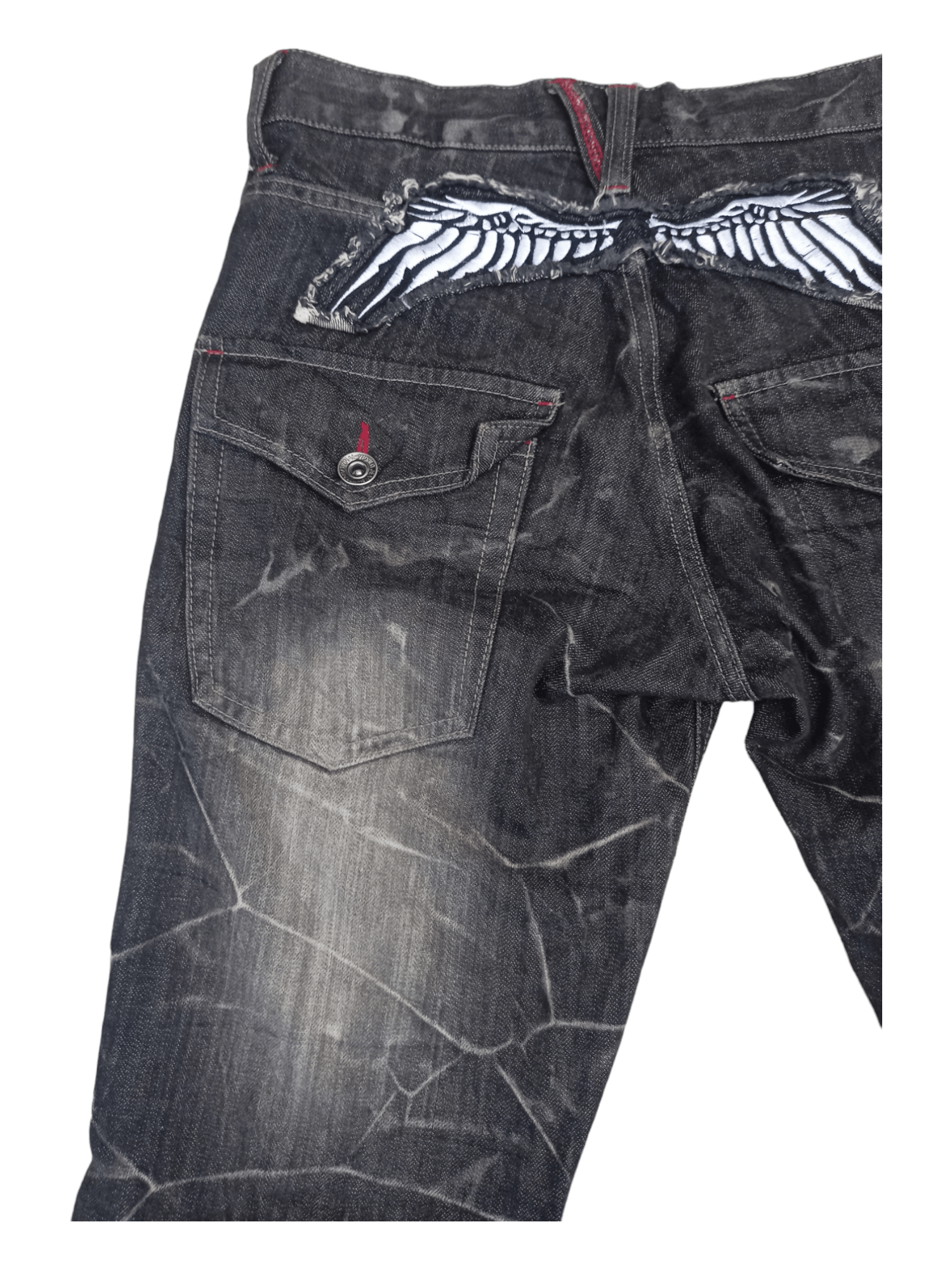 Seditionaries Vintage Nylaus Seditionaries Whiskered Wing Flared Jeans Size US 30 / EU 46 - 12 Thumbnail