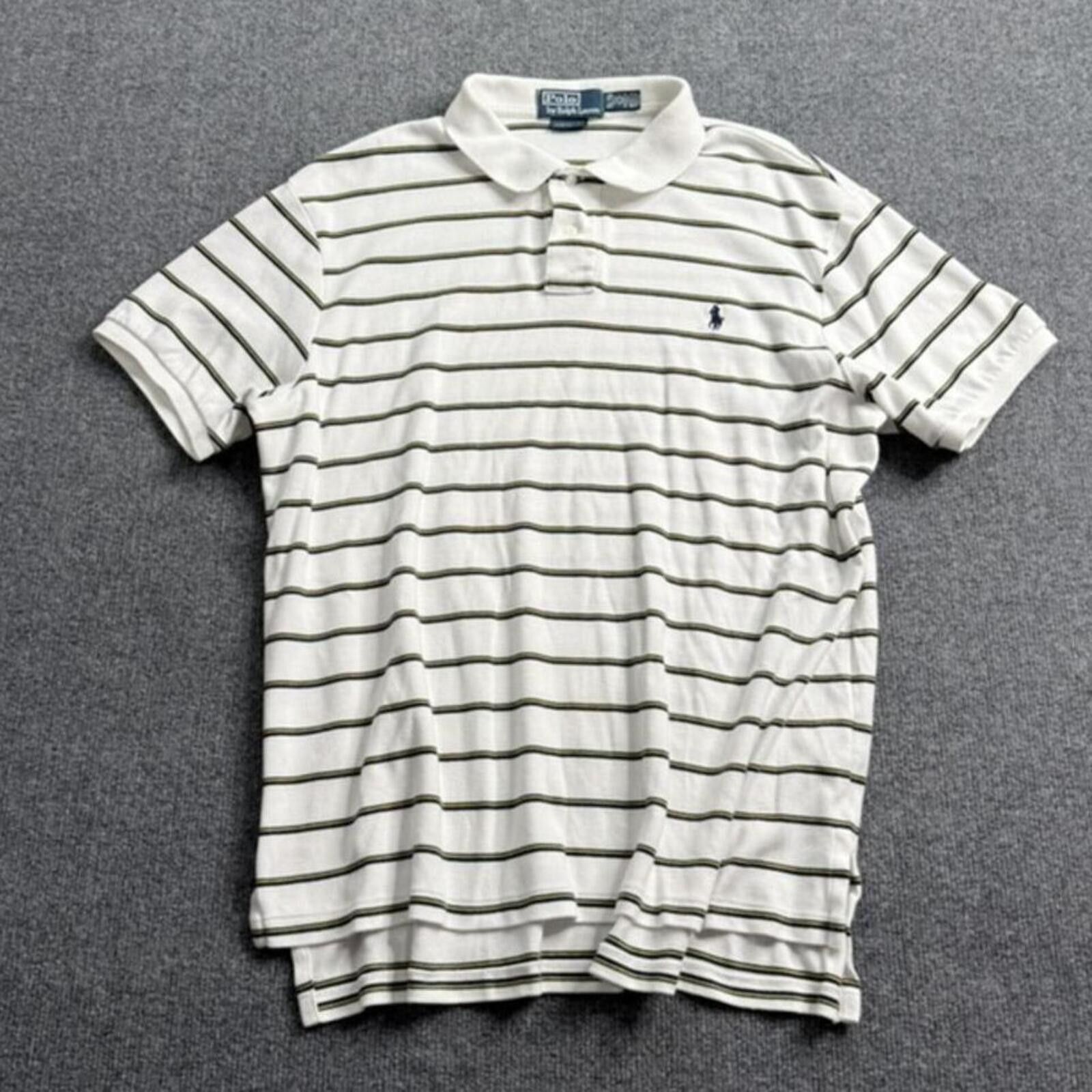 Polo Ralph Lauren Vintage 90s Polo Ralph Lauren Striped Polo Shirt White XL Size US XL / EU 56 / 4 - 2 Thumbnail