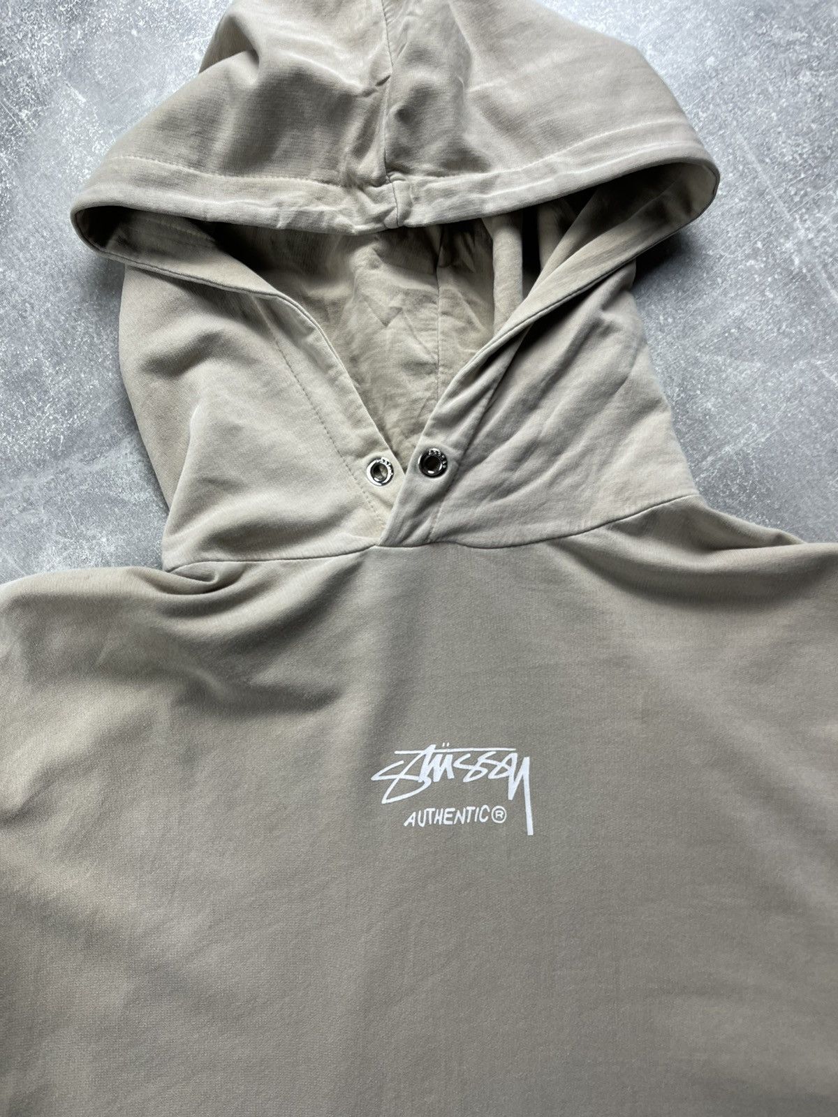 Other Stüssy Authentic Hooded Sweatshirt Minimal Logo Hoodie Taupe Size L / US 10 / IT 46 - 5 Thumbnail