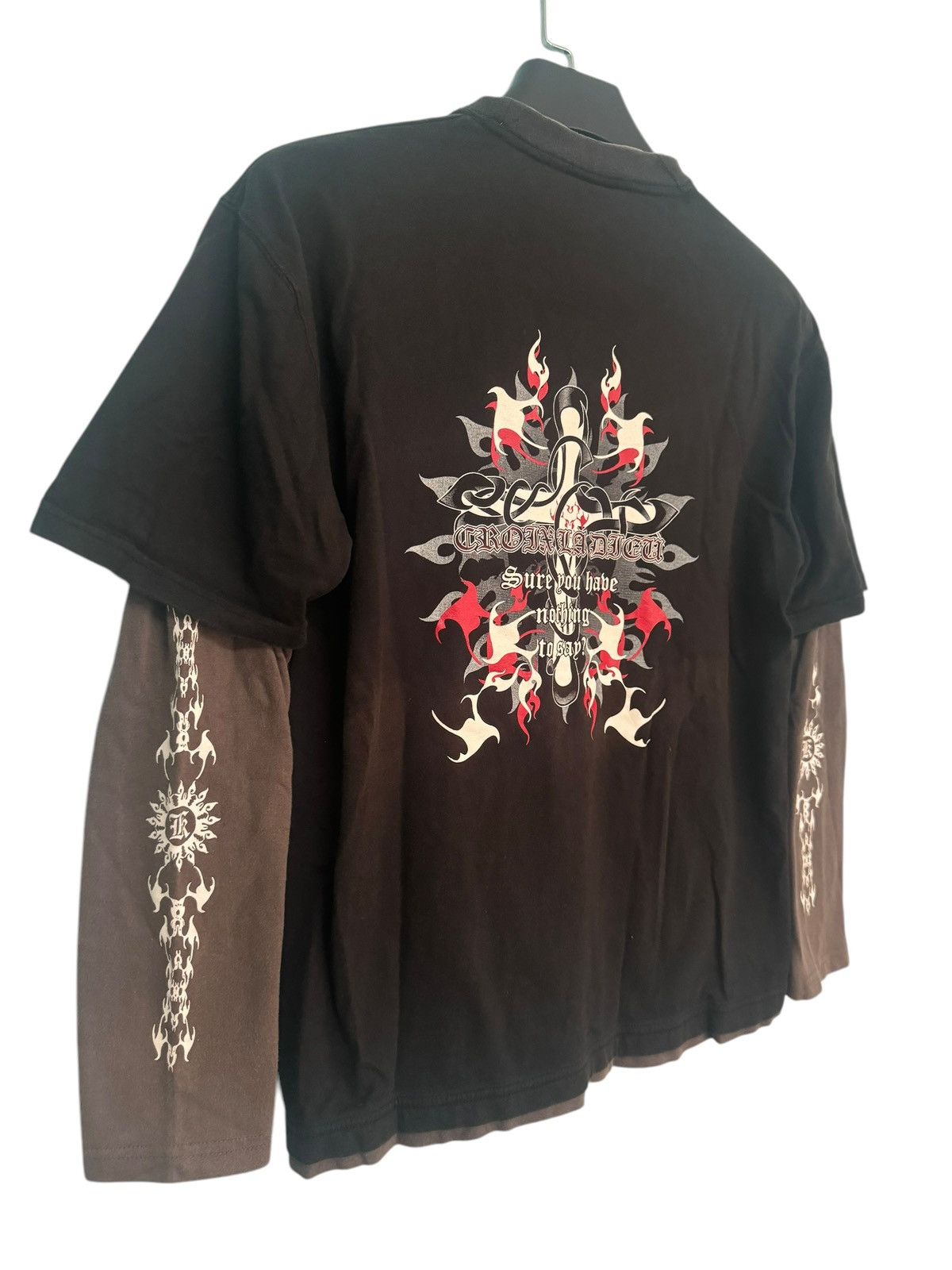 If Six Was Nine 💥PUNK DESIGN CROSS FIRE FLAME DOUBLE LAYER SHIRT VERY RARE Size US M / EU 48-50 / 2 - 3 Thumbnail