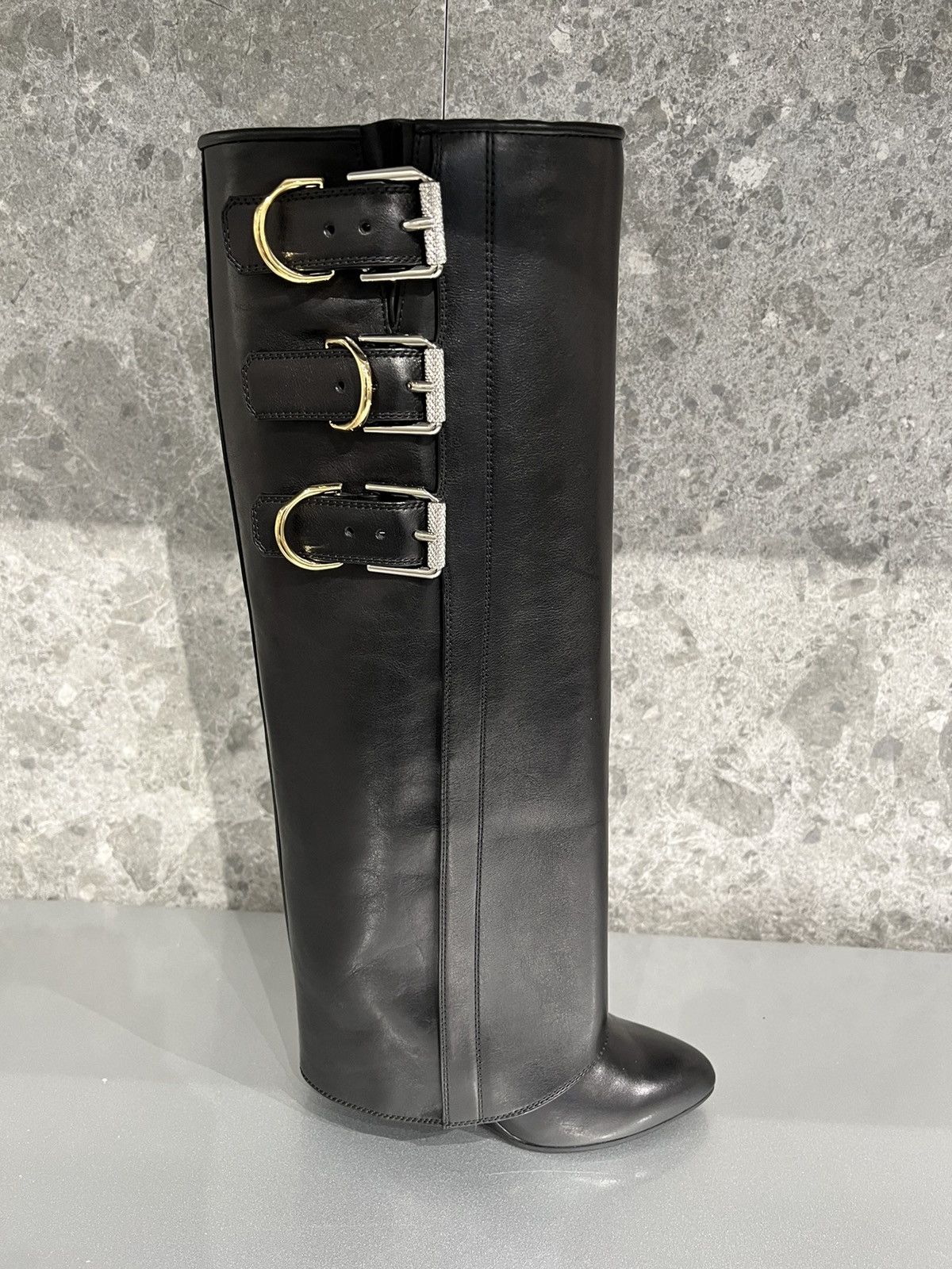 Givenchy o1w1db10325 Shark Lock Boots Biker 120mm in Denim Size US 11 / IT 41 - 9 Thumbnail
