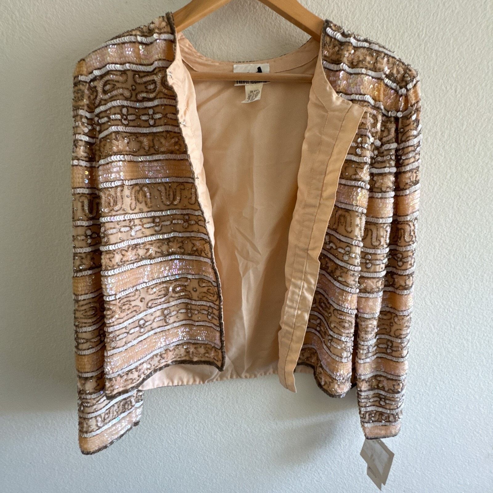 Other Nina Piccalino NWT Vintage Peach Beaded Sequin Jacket Sz 14 Size XL / US 12-14 / IT 48-50 - 4 Thumbnail