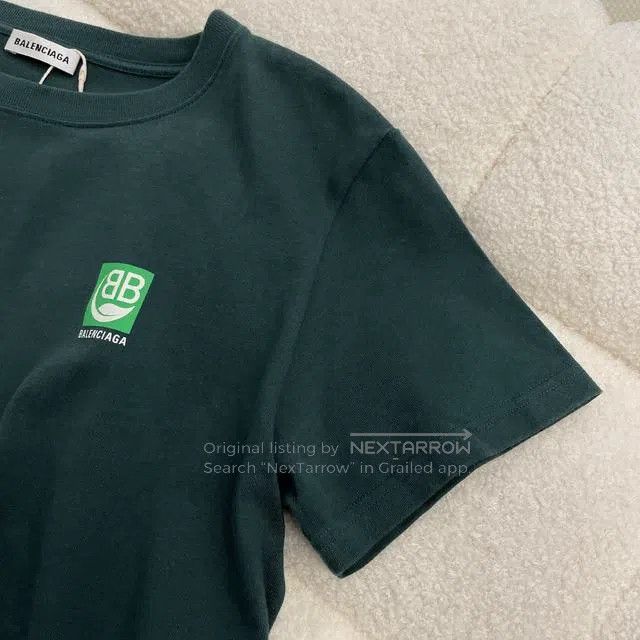 Balenciaga Balenciaga Green Double B Leaf Printed Short Sleeve T-shir Size US L / EU 52-54 / 3 - 8 Thumbnail