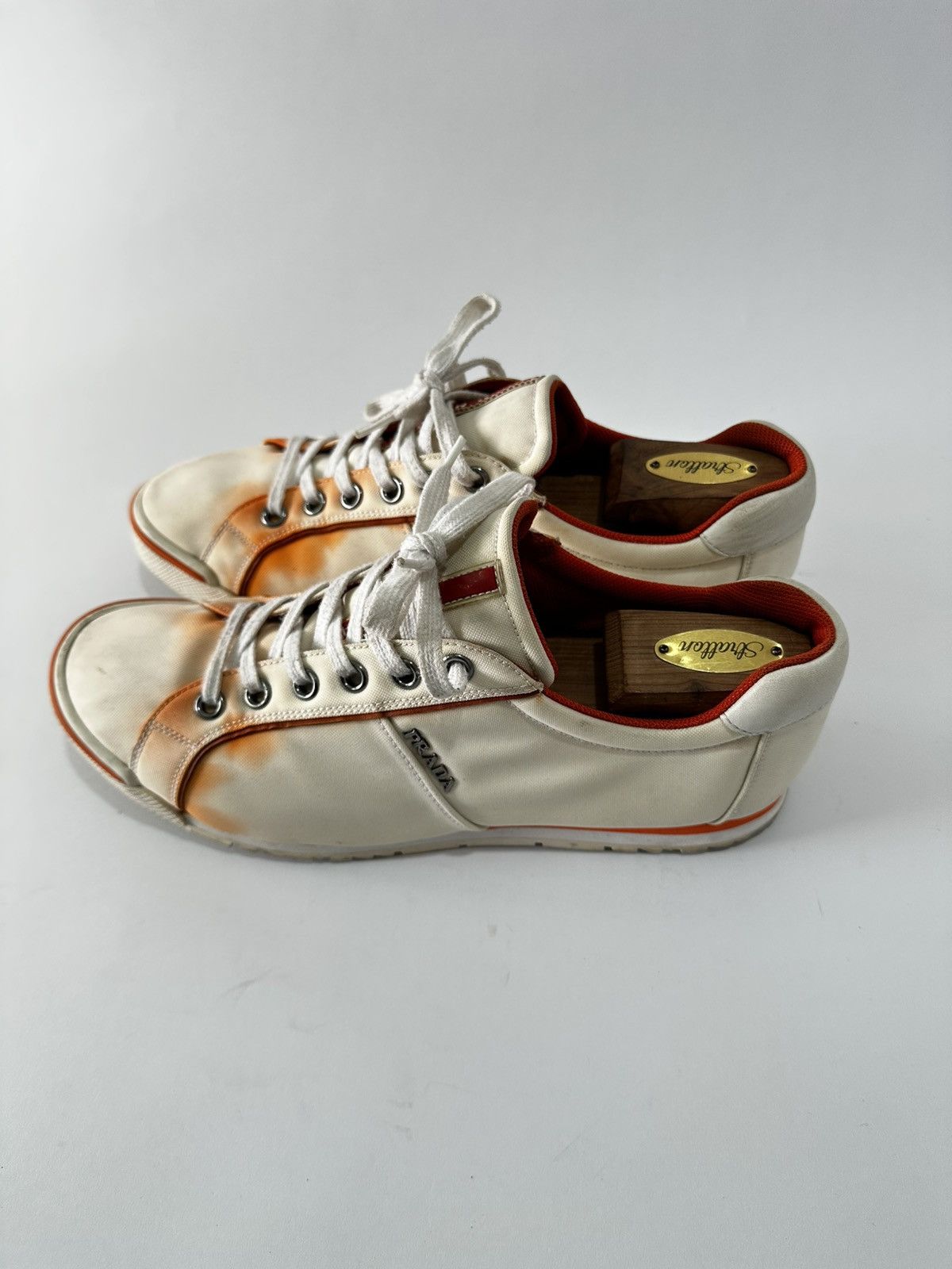 Prada PRADA SNEAKERS SHOES 4E2719 WHITE RED ORANGE LINEA ROSSA Size US 9 / EU 42 - 2 Thumbnail
