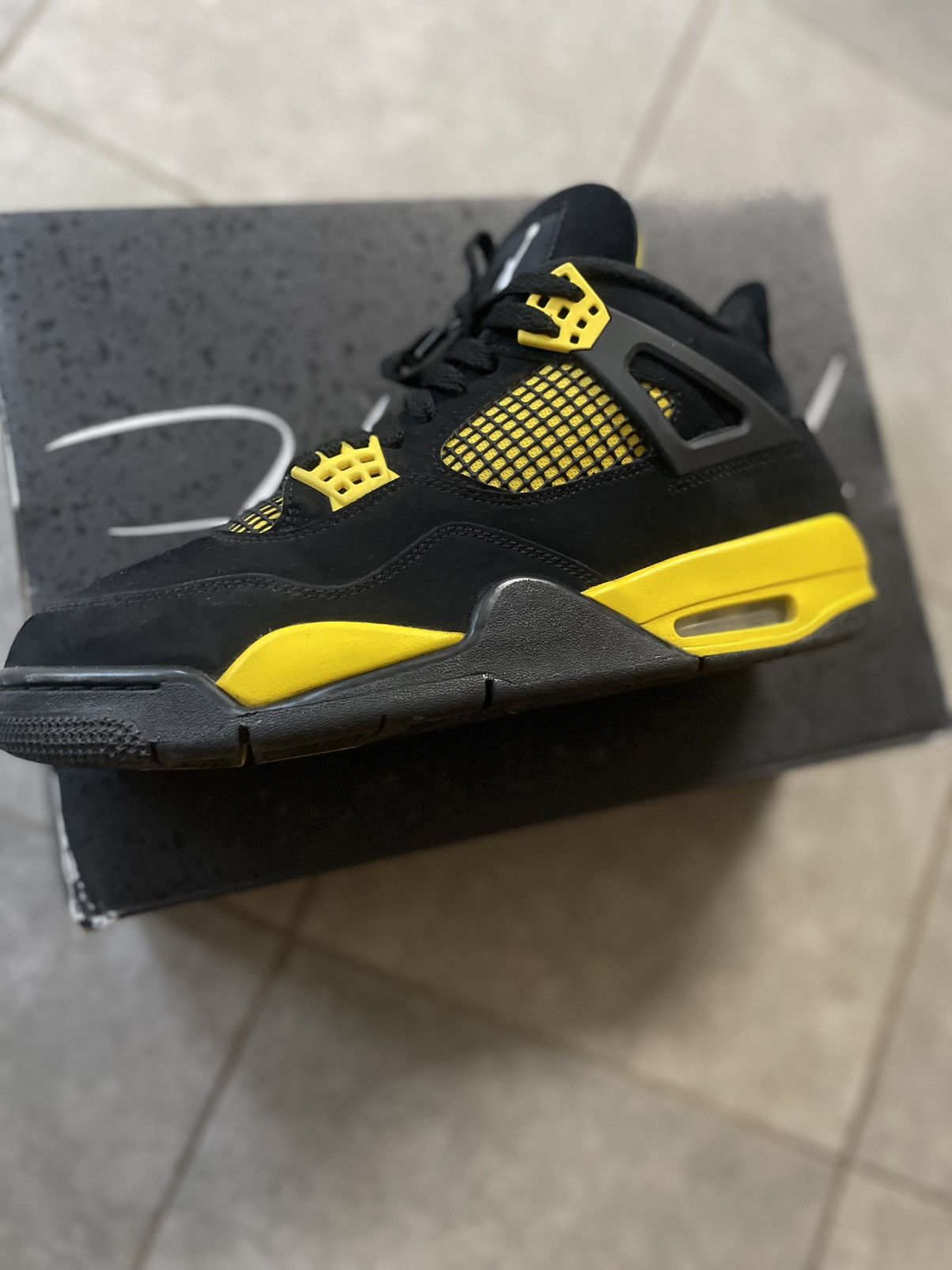 Jordan Brand Black and Yellow “Thunder” Jordan 4s Size US 9.5 / EU 42-43 - 5 Thumbnail