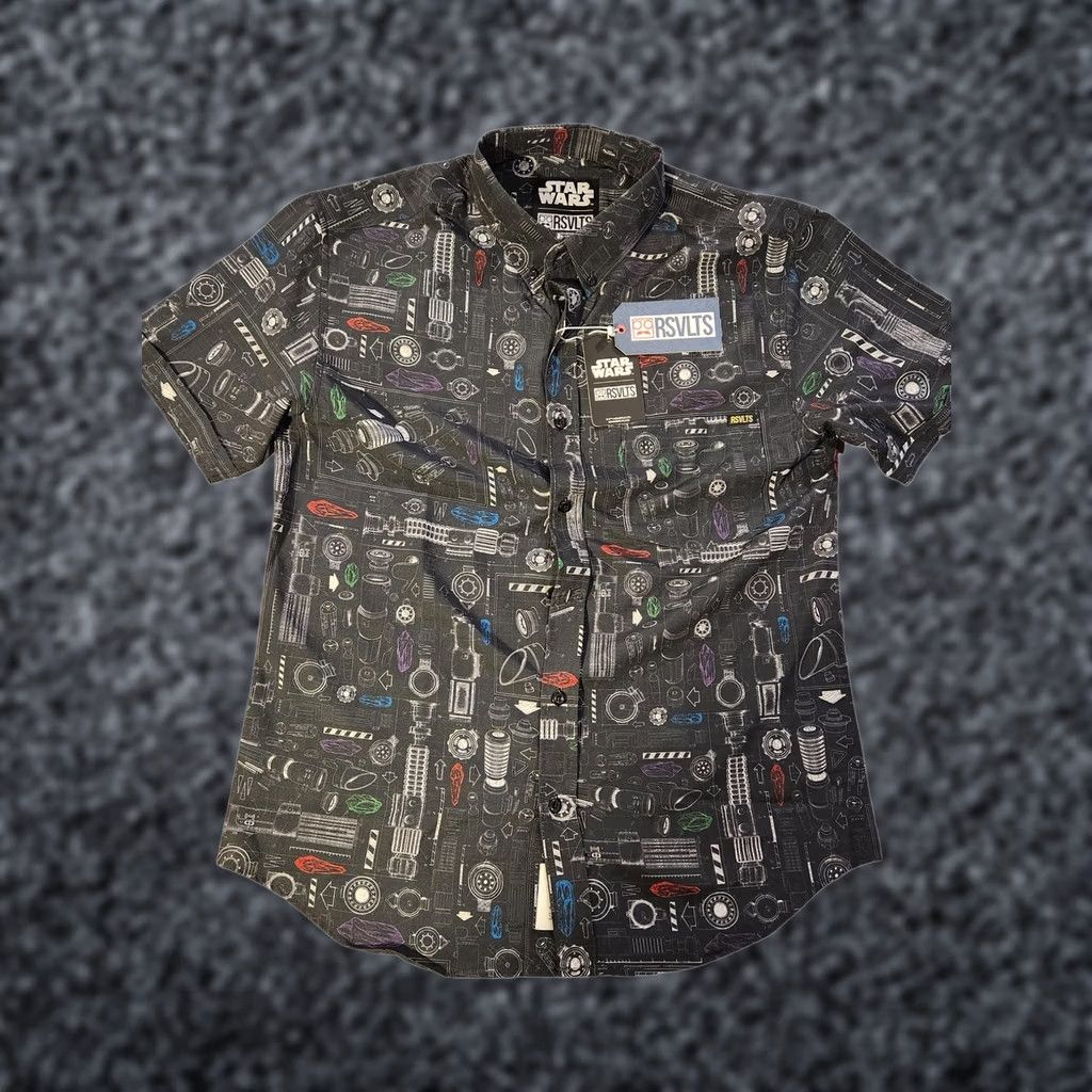 Vintage RSVLTS Star Wars Saber Schematics Shirt Mens M Black KUNUFLEX Button Up Gupta? Size US M / EU 48-50 / 2 - 1 Thumbnail