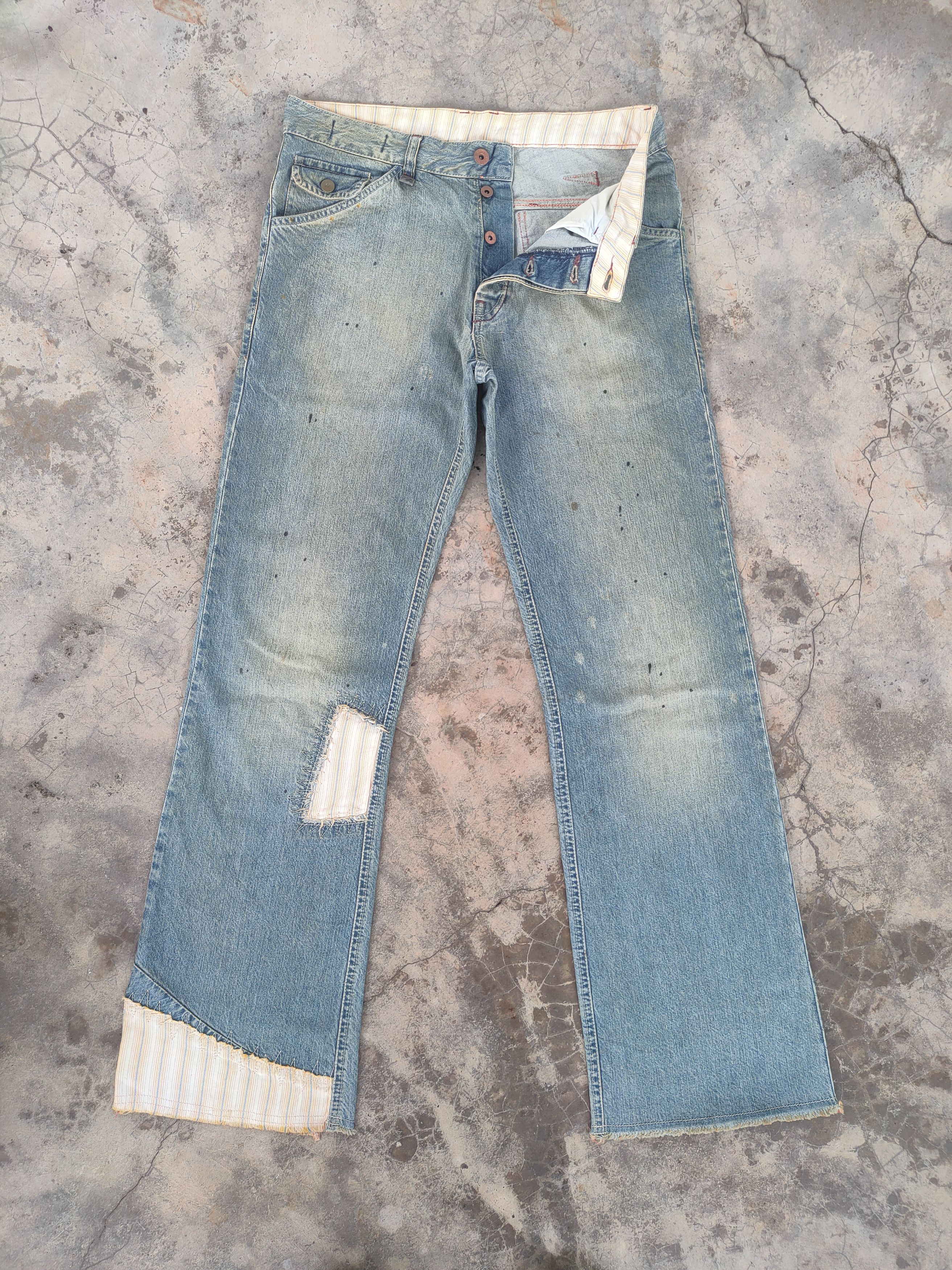 Japanese Brand Vtg japanese flare button fly faded denim jeans pants Size US 32 / EU 48 - 2 Thumbnail