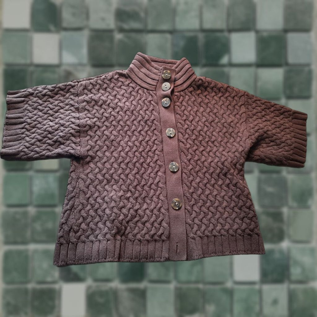 Vintage Style & Co Womens Sweater Short Sleeve Brown Large L Cable-Knit Sweater Womens, Style & Co, Regular Size, Brown, Brown, Style & Co, 100% Cotton? Size XL / US 12-14 / IT 48-50 - 1 Thumbnail
