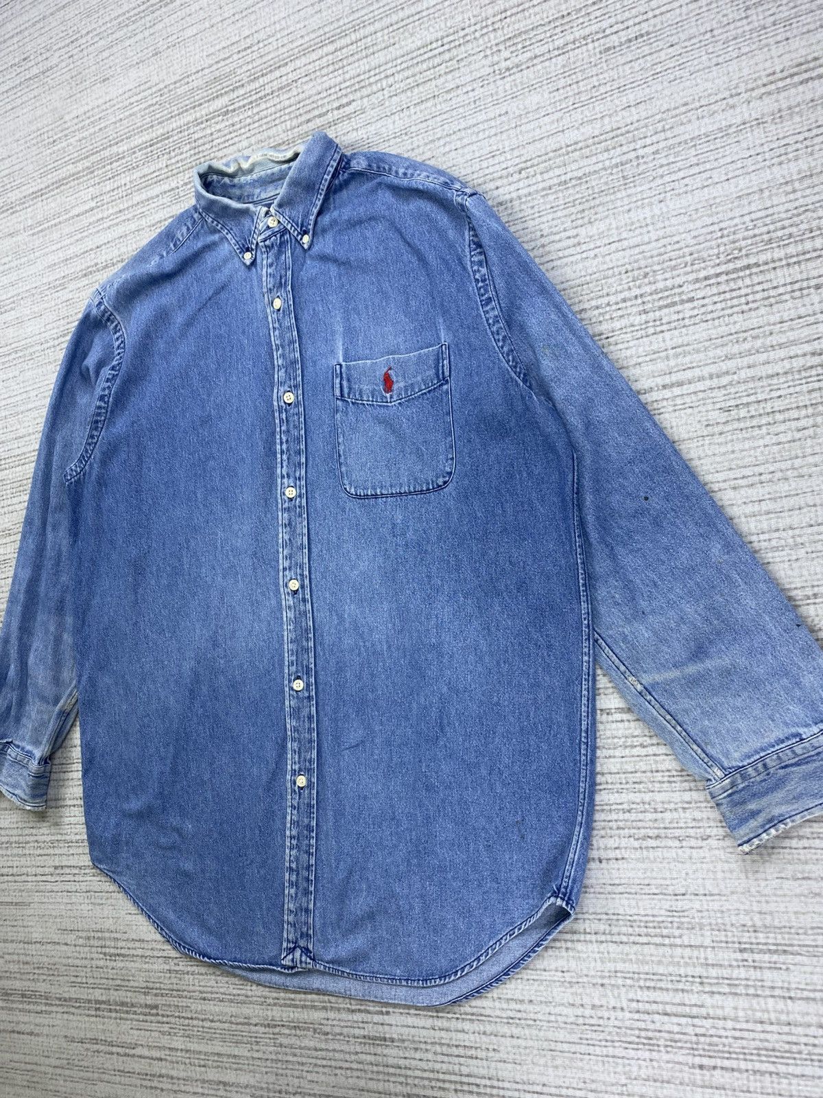 Japanese Brand × Ralph Lauren × Vintage Vintage 90s Polo Ralph Lauren Button Ups Denim Shirt Size US L / EU 52-54 / 3 - 4 Thumbnail