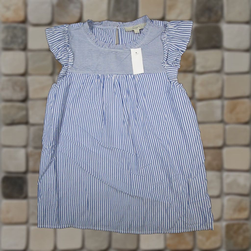 Loft VINTAGE Loft Blouse Womens XS Sleeveless Round Neck Button Casual Summer Spring Fall Blue White 90s Womens Size XS / US 0-2 / IT 36-38 - 1 Thumbnail