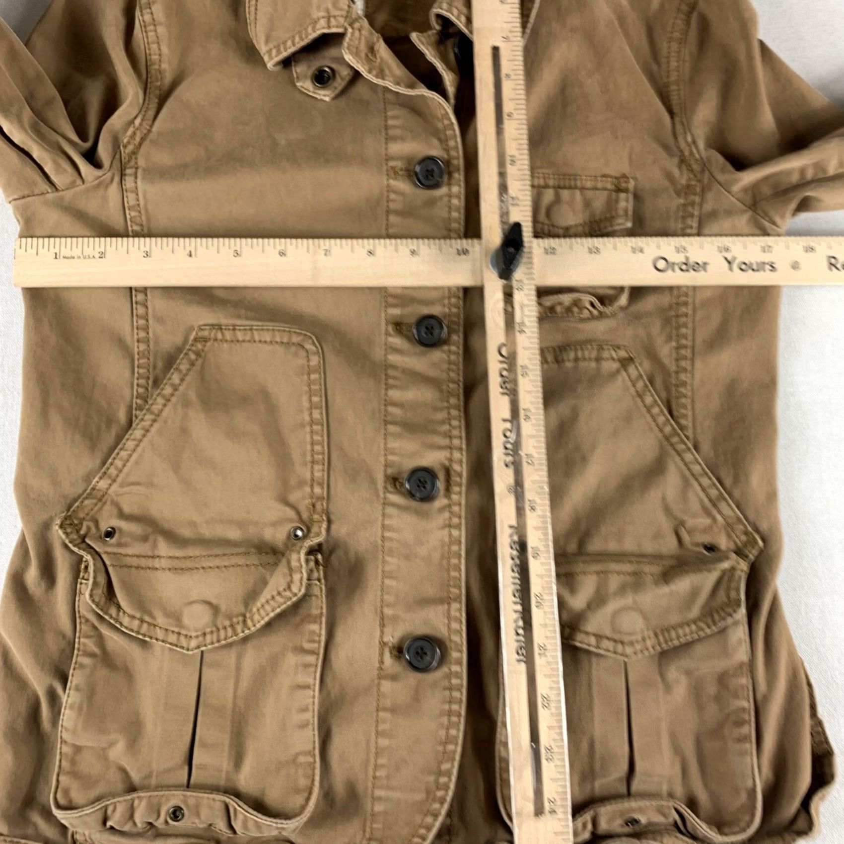 J.Crew J.CREW Jacket Womens Small Brown BEIGE Field Cotton Coat Button Up Cargo Pockets Shirt Military Army Casual Womens Size S / US 4 / IT 40 - 4 Thumbnail
