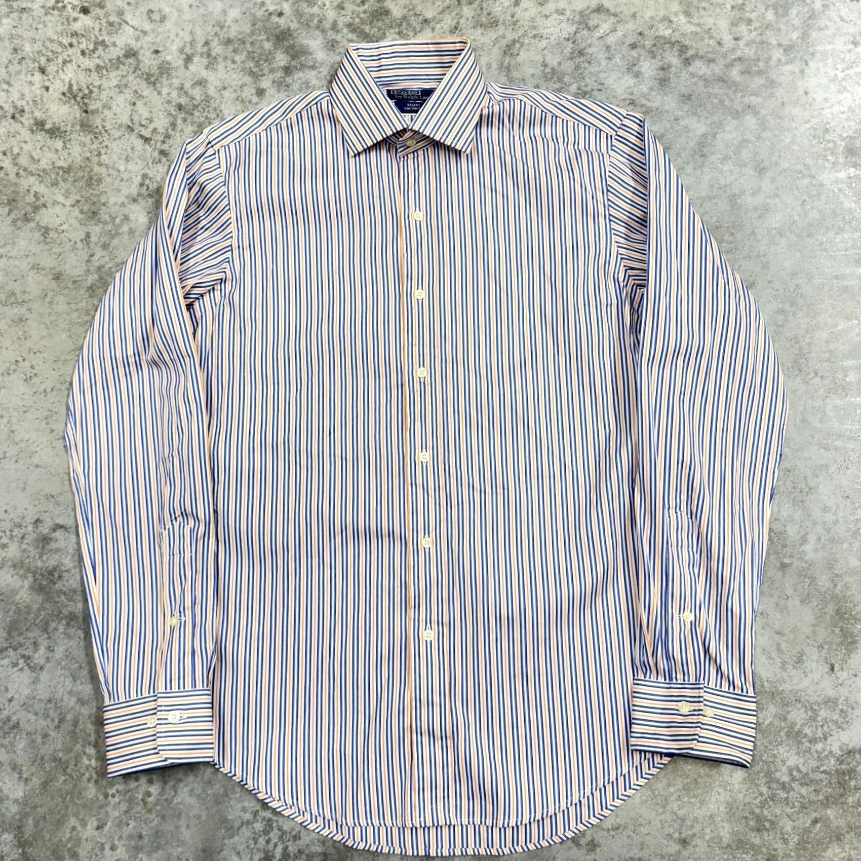 Polo Ralph Lauren Polo Ralph Lauren Shirt Mens 15.5 35 White Blue Orange Stripe Regent Custom Fit Shirt Size US L / EU 52-54 / 3 - 2 Thumbnail
