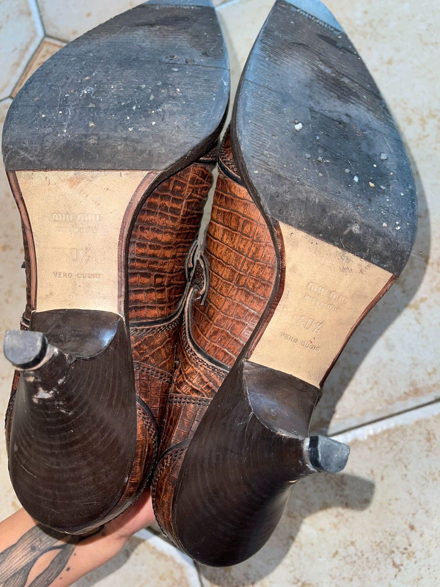 Miu Miu MIU MIU Rare Lizard Skin Western Cone Heel Pointed 40.5 Size US 7.5 / EU 40-41 - 3 Thumbnail