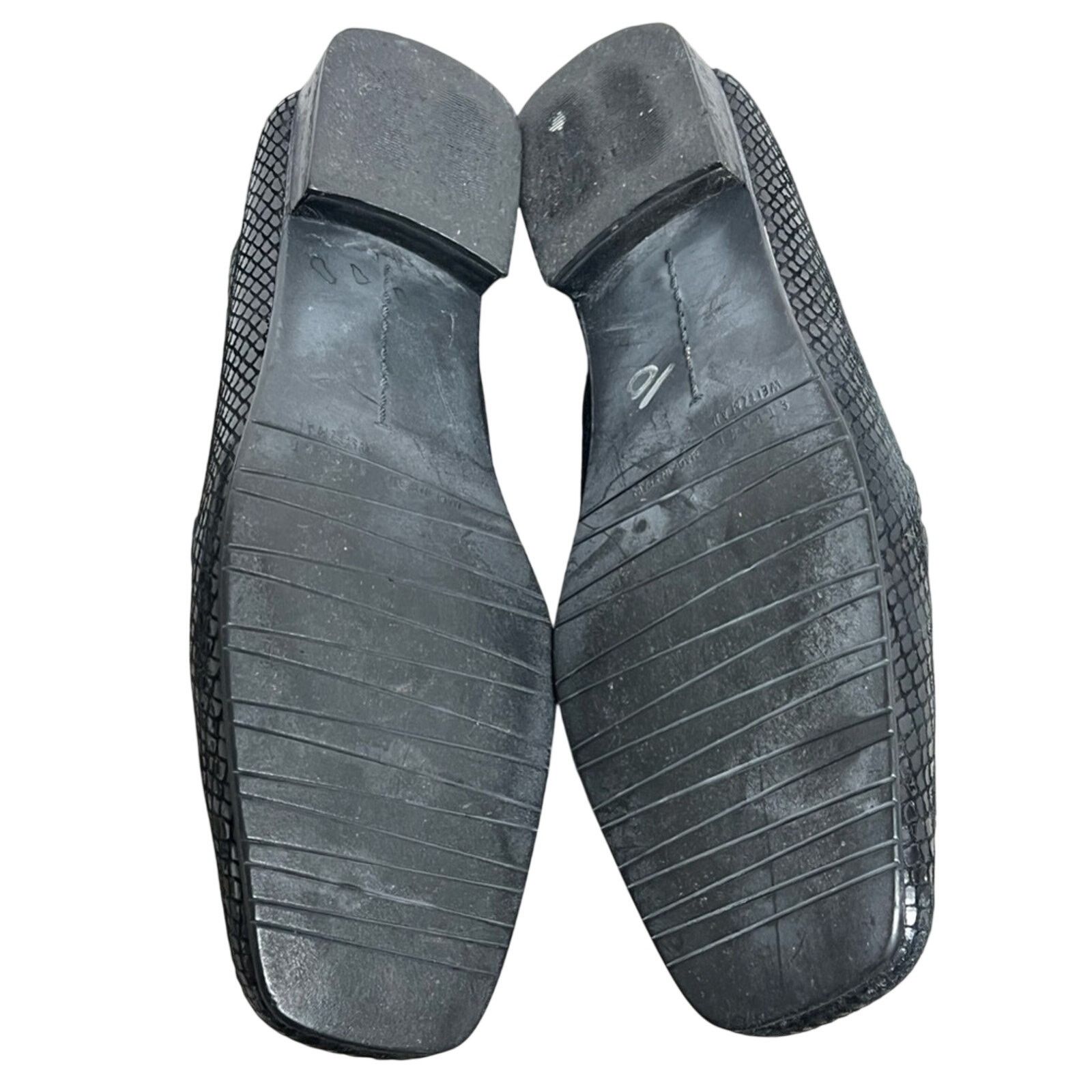 Stuart Weitzman Stuart Weitzman Leather Snakeskin Square Toe Loafers Onyx Size US 7.5 / IT 37.5 - 8 Thumbnail