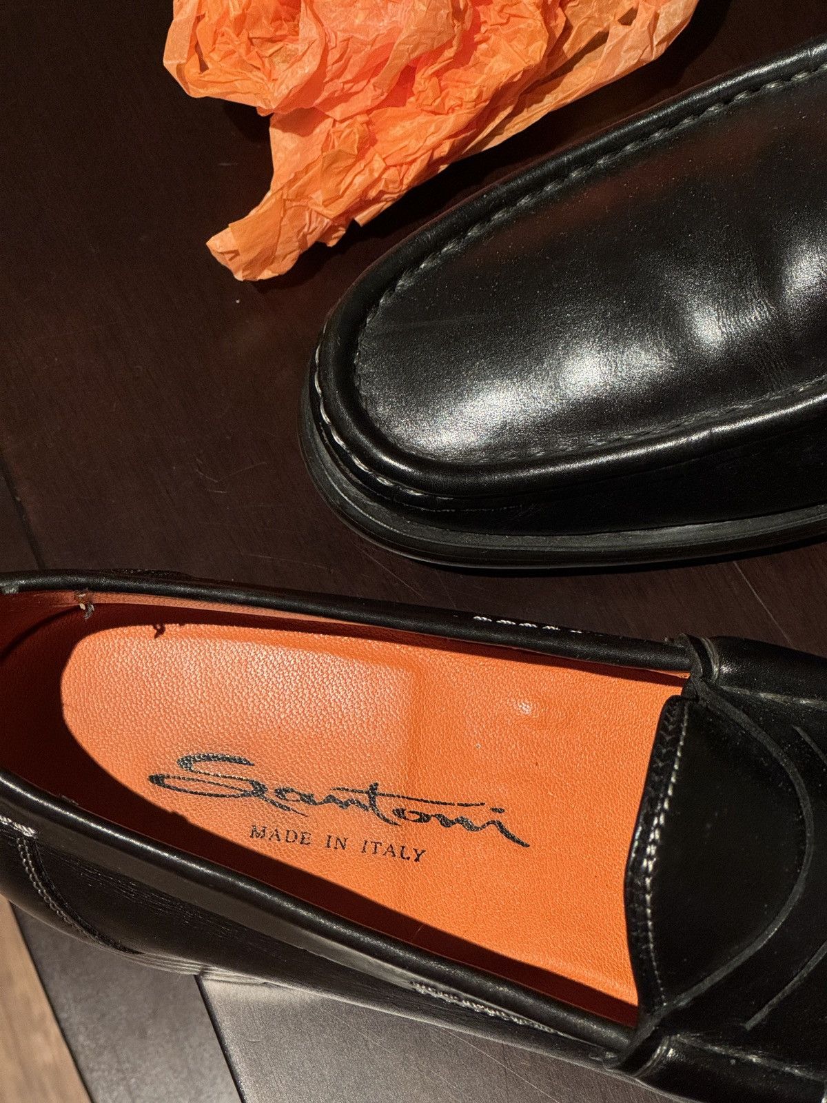 Santoni Santoni Black Leather Penny Loafers Size US 10 / EU 43 - 3 Thumbnail