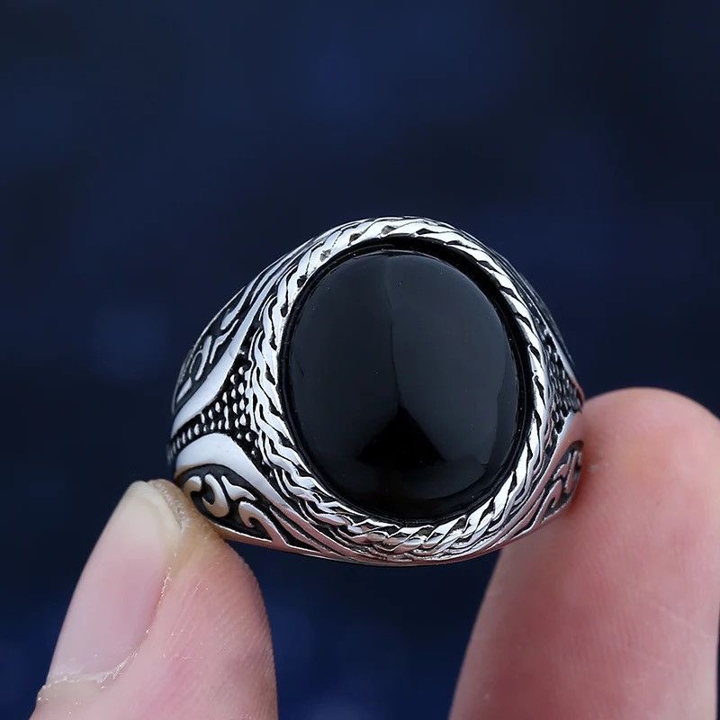 Jewelry Black Stone Ring Size ONE SIZE - 3 Thumbnail