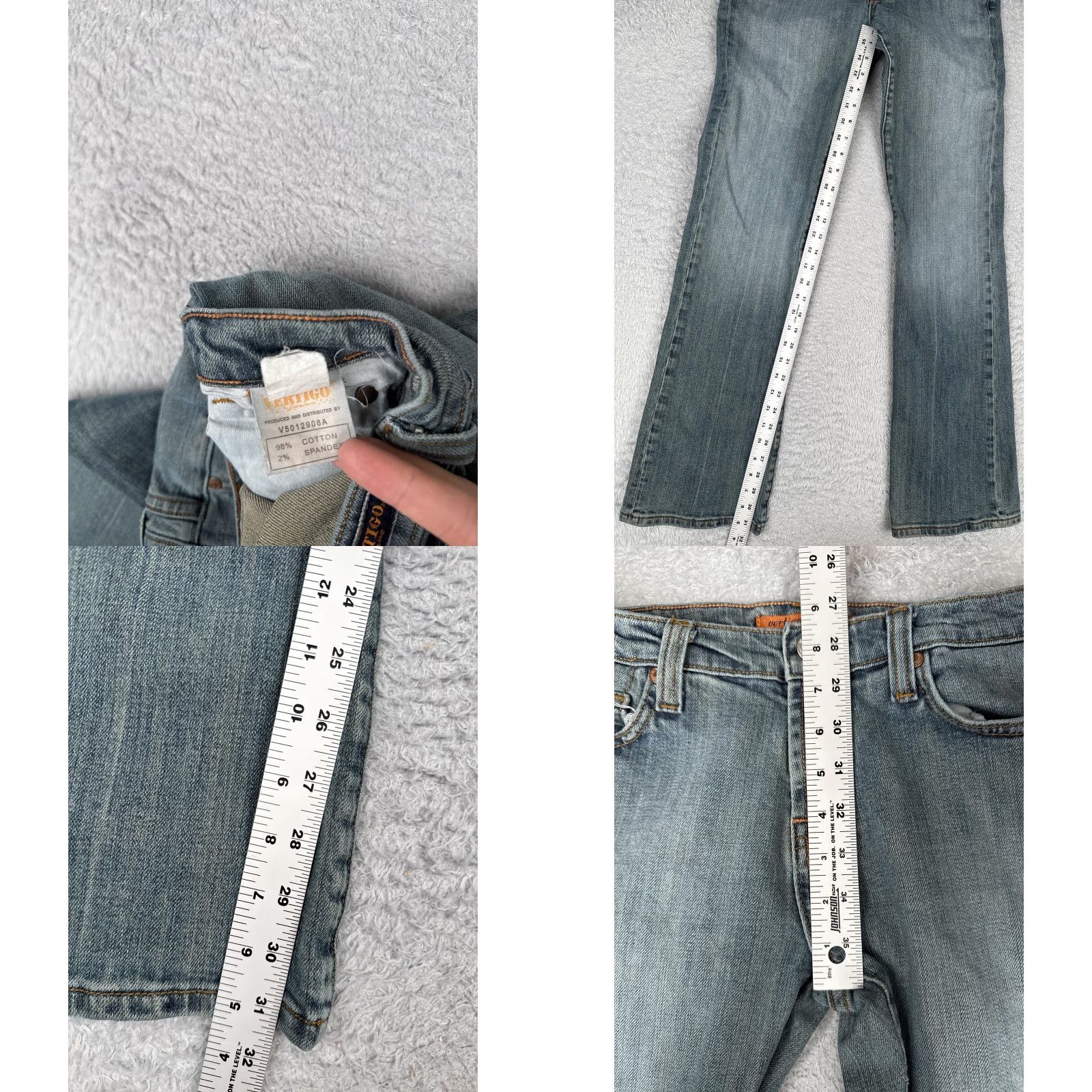 Denime Vertigo Jeans Juniors 11/12 Light Wash Mid Rise Straight Stretch Denim 30x32 Size 32" / US 10 / IT 46 - 8 Thumbnail