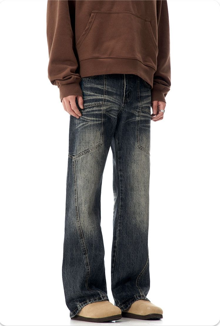 Japanese Brand × Jean Faded Blue Lightning Texture Y2k Jeans Size US 31 - 2 Thumbnail