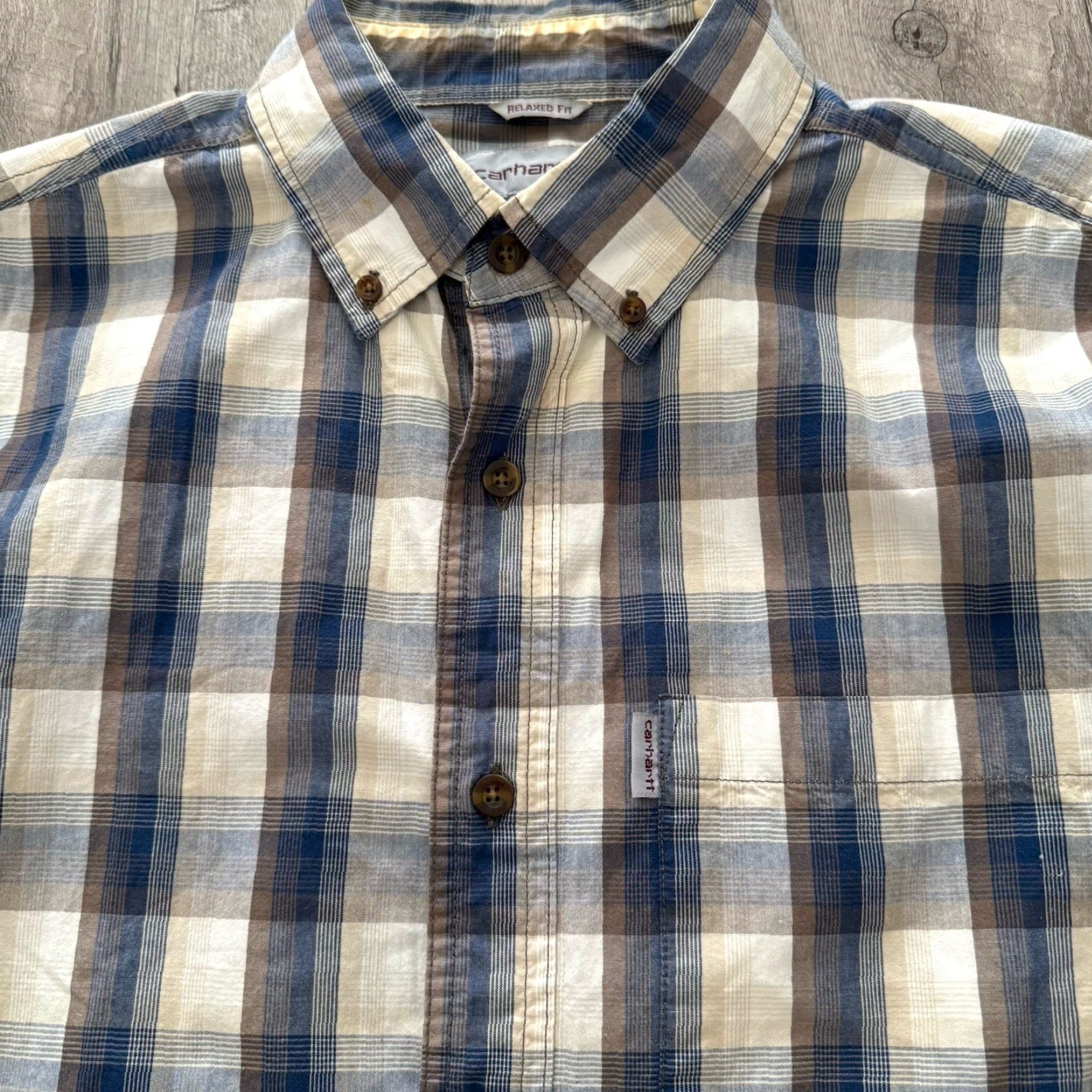 Carhartt Carhartt Shirt Mens Size Medium Blue Plaid Short Sleeve Button Down Relaxed Fit Size US M / EU 48-50 / 2 - 3 Thumbnail