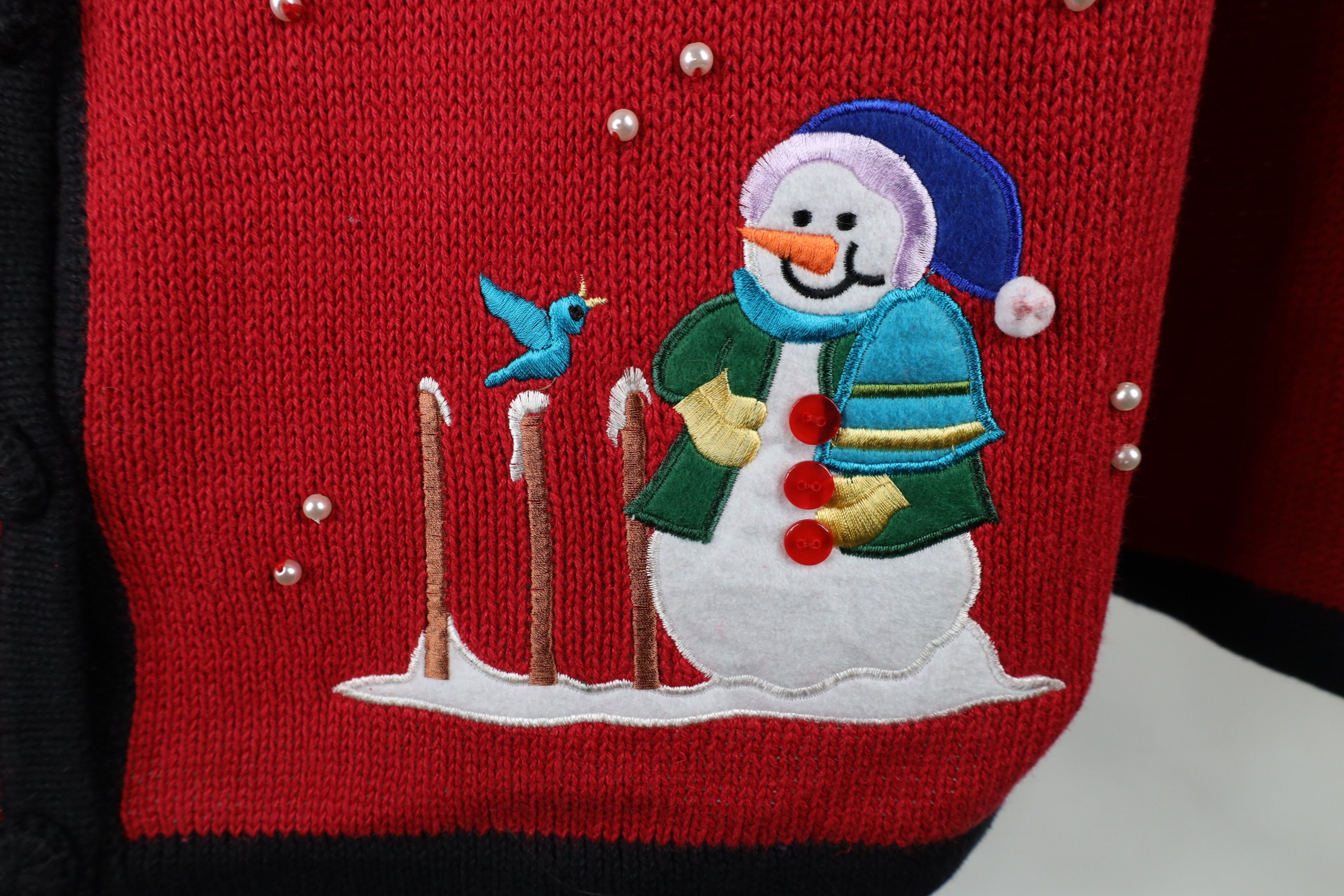 Vintage Vintage 90s Streetwear Christmas Snowman Cardigan Sweater Size XL / US 12-14 / IT 48-50 - 7 Thumbnail
