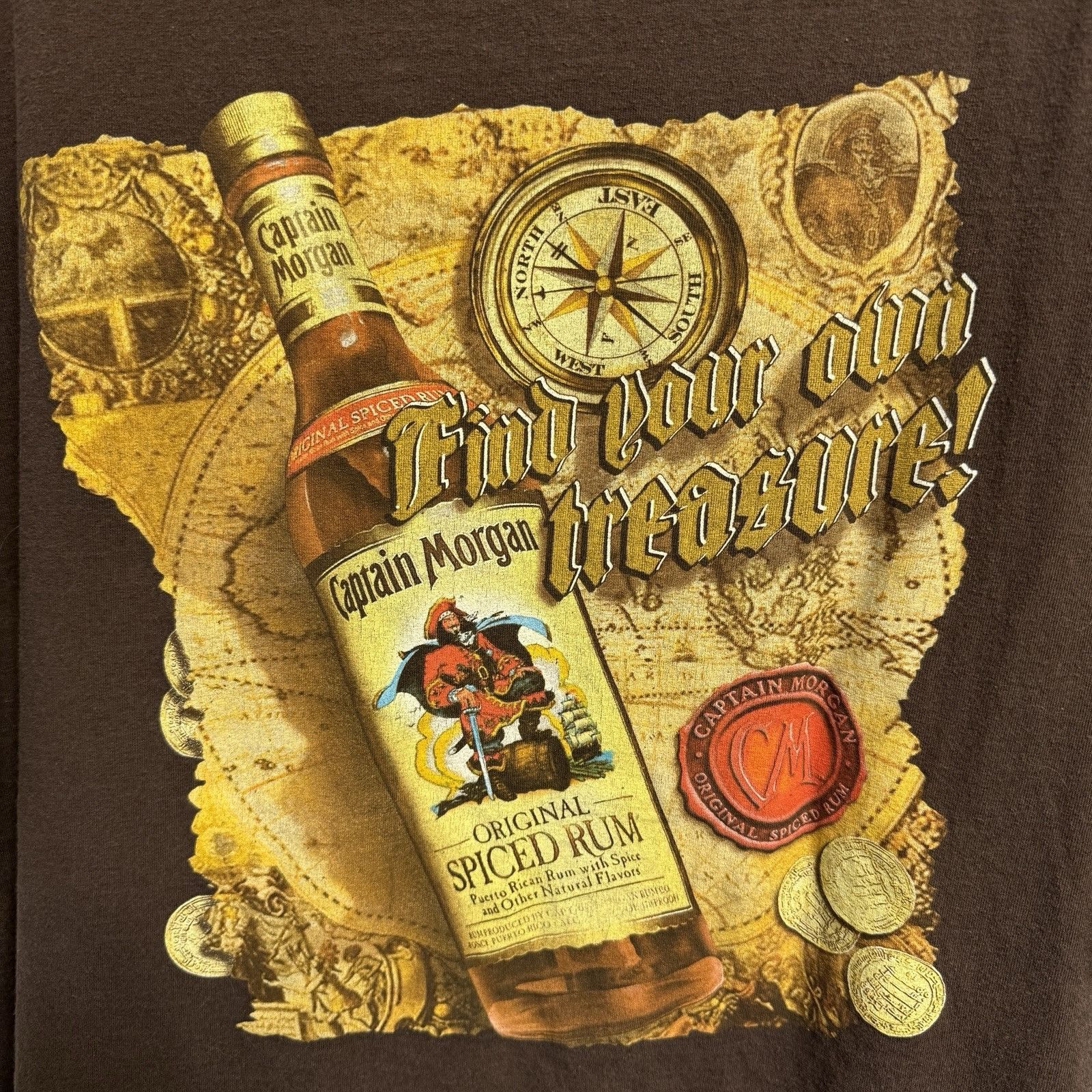 Vintage Vintage Captain Morgan Rum T Shirt Mens 2XL Brown Treasure M Size US XXL / EU 58 / 5 - 7 Thumbnail