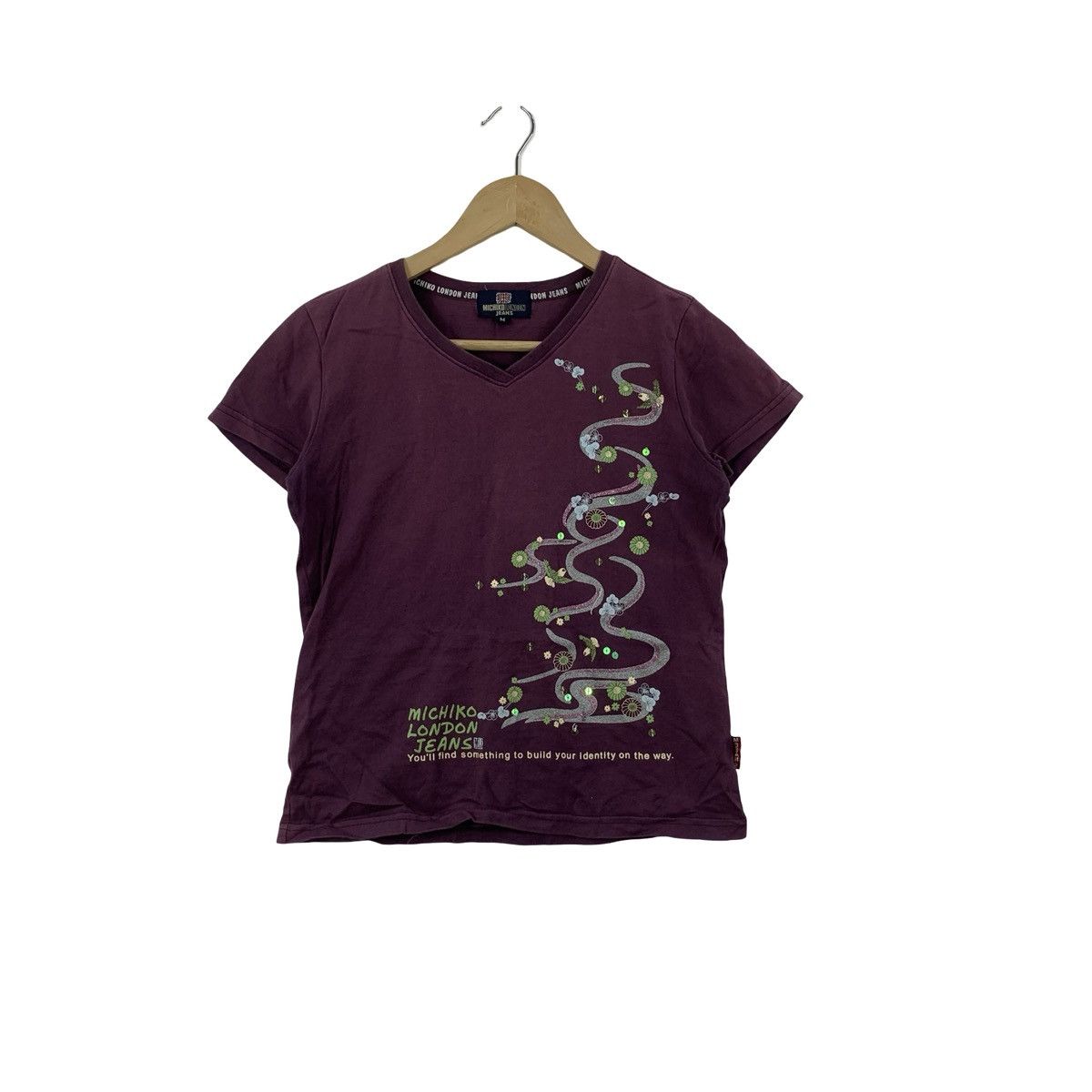 Michiko Koshino Michiko London Jeans Women’s Graphic V-Neck T-Shirt Size M / US 6-8 / IT 42-44 - 1 Thumbnail