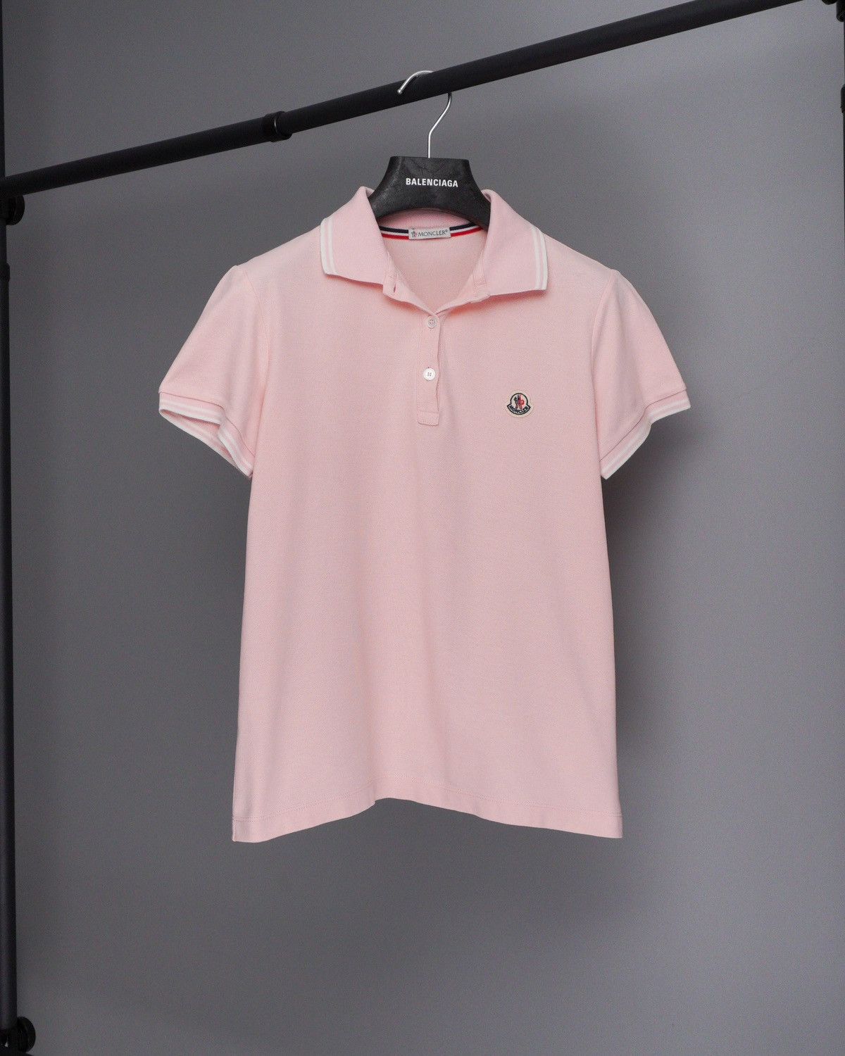 image of Moncler Light Pink Logo Polo Shirt, Women's (Size Small)