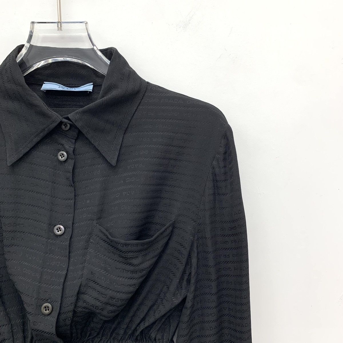 Prada Prada All Over Logo Print Silk Long Sleeve Shirt K26WX Size M / US 6-8 / IT 42-44 - 3 Thumbnail