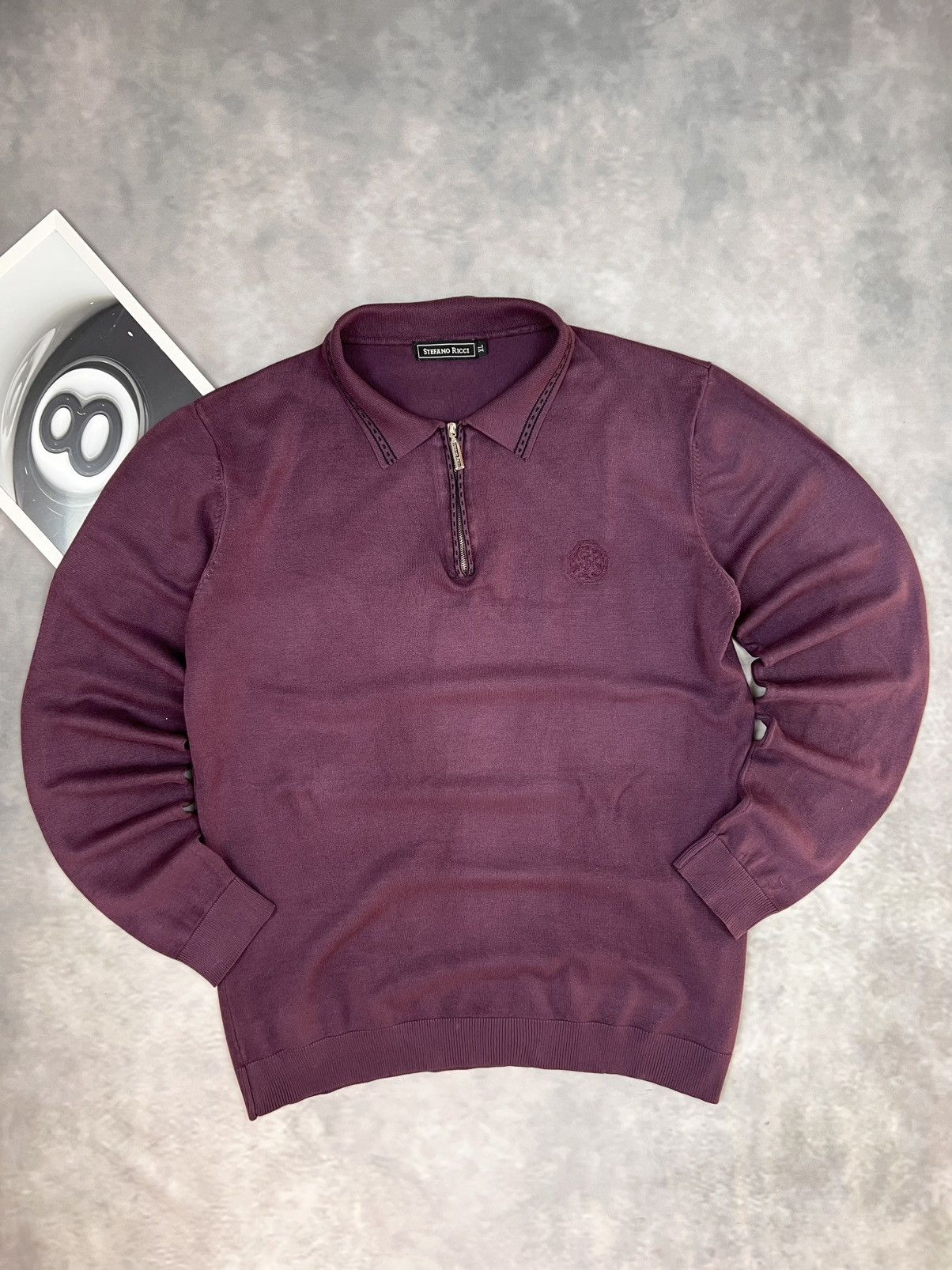 Stefano Ricci STEFANO RICCI Luxury Half-Zip Pullover Sweater Burgundy XL Size US XL / EU 56 / 4 - 2 Thumbnail