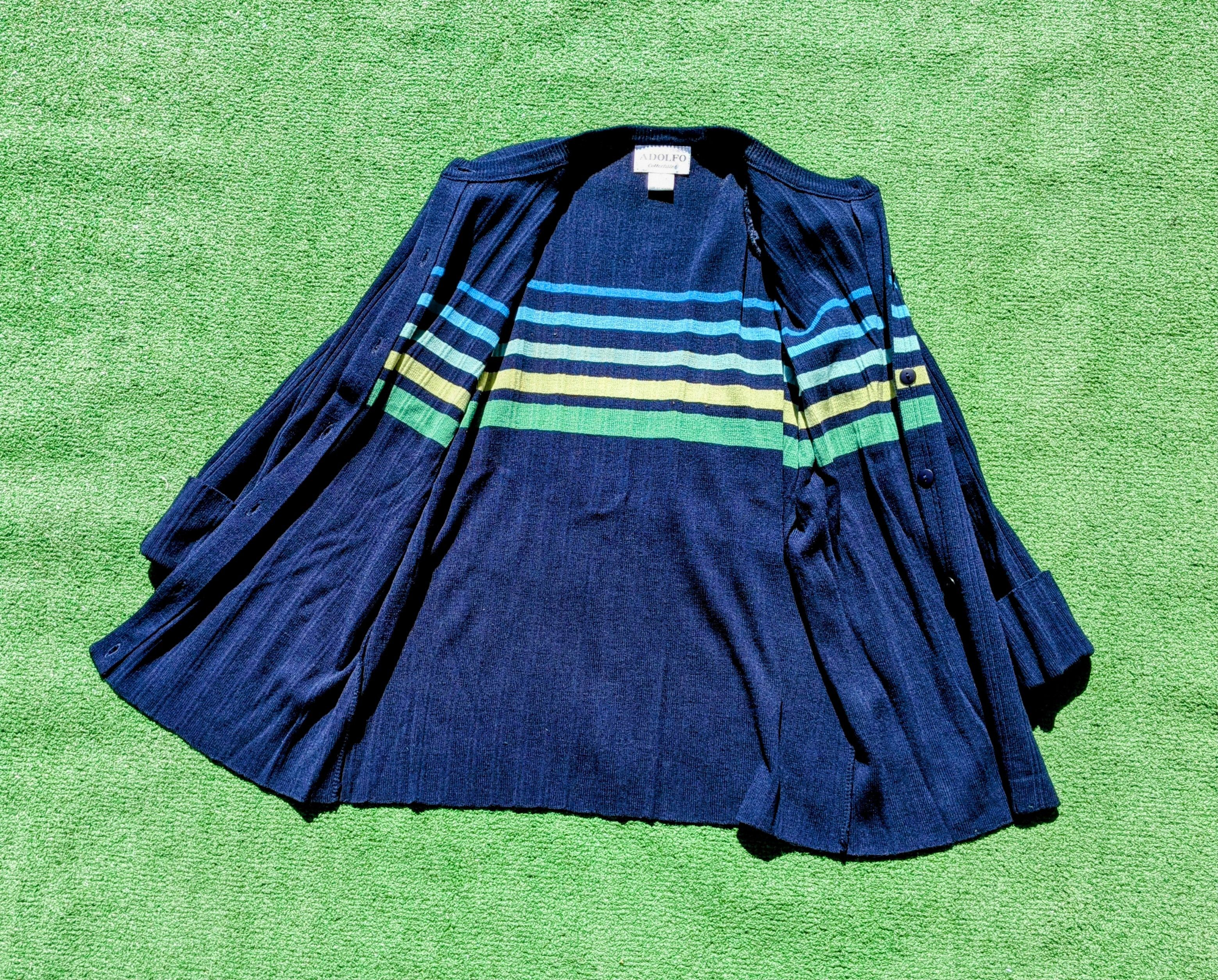 Other VTG Adolfo Striped Lamb's Wool/Acrylic Cardigan Sweater Size S / US 4 / IT 40 - 5 Thumbnail