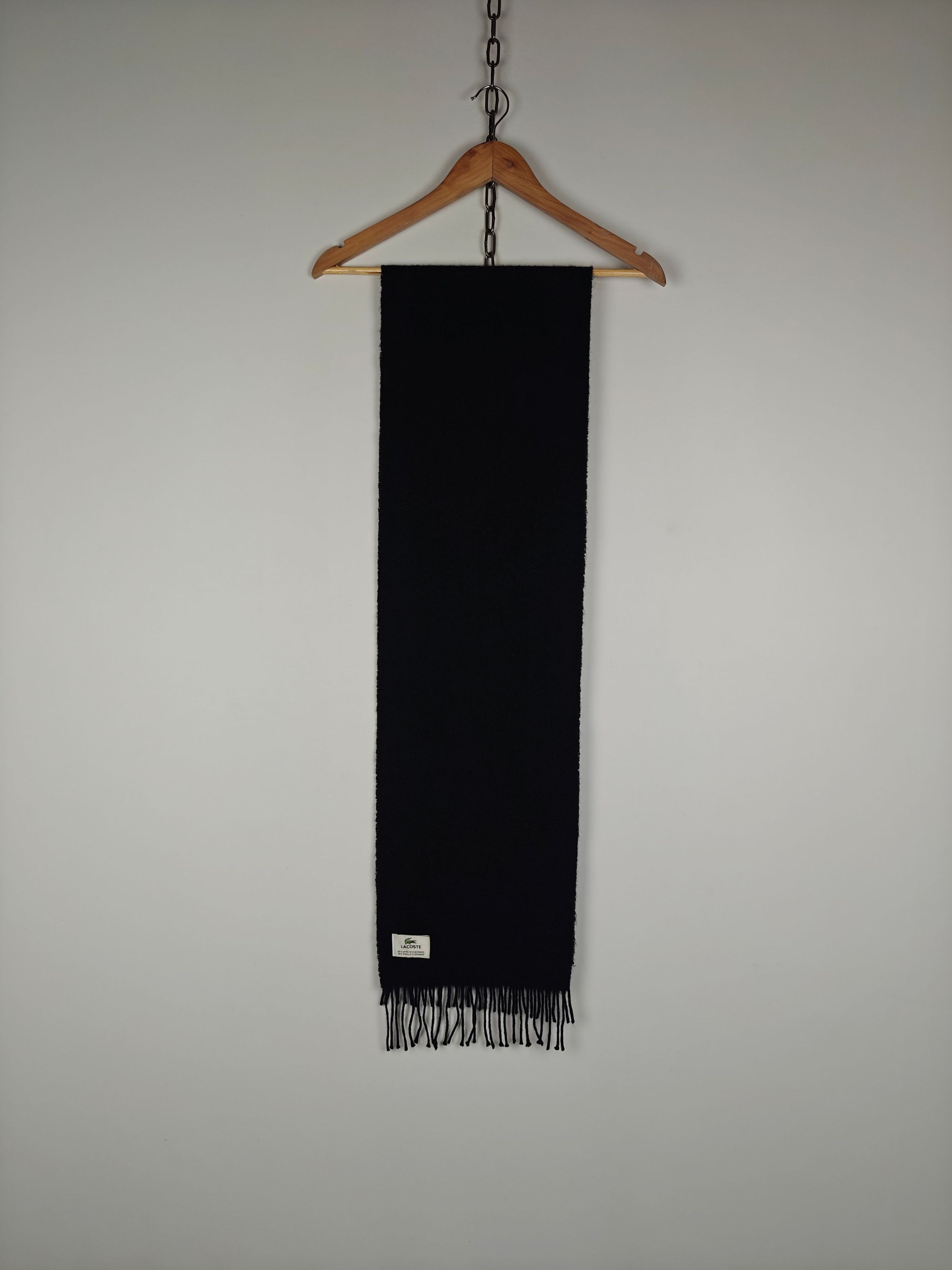 Lacoste Lacoste Wool Cashmere Scarf Black Winter Wrap Size ONE SIZE - 2 Thumbnail