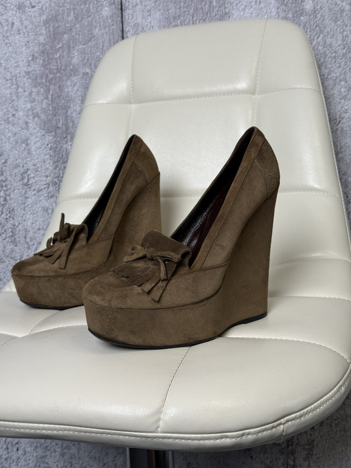 Balenciaga Balenciaga Suede Platform Wedge Heels Tassel Loafers Shoes Size US 7.5 / IT 37.5 - 2 Thumbnail