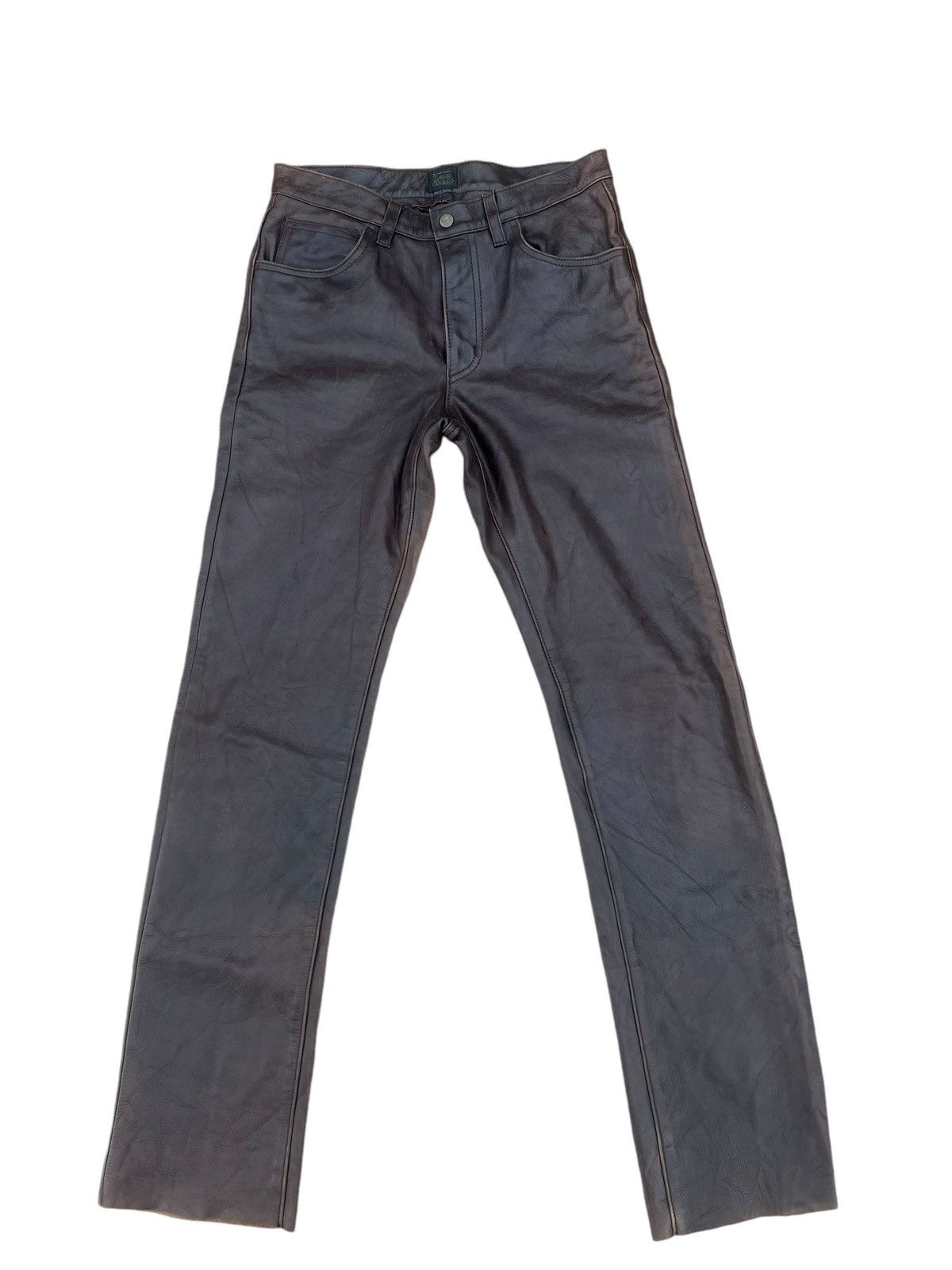Genuine Leather Vintage Union Made Lee Riders Patina Cowhide Leather Jeans Size US 30 / EU 46 - 3 Thumbnail