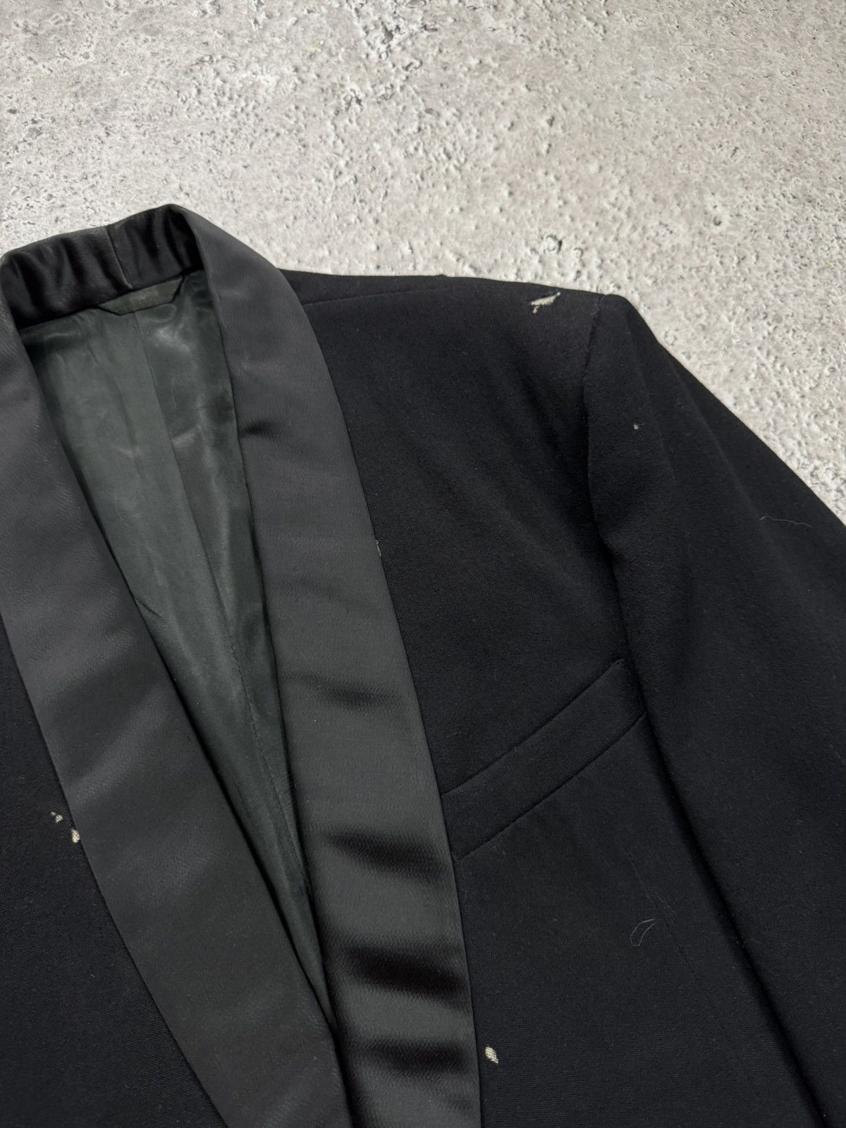 Other Vintage Black Tuxedo Blazer One Button Leather Shawl Collar Size 36R - 7 Thumbnail
