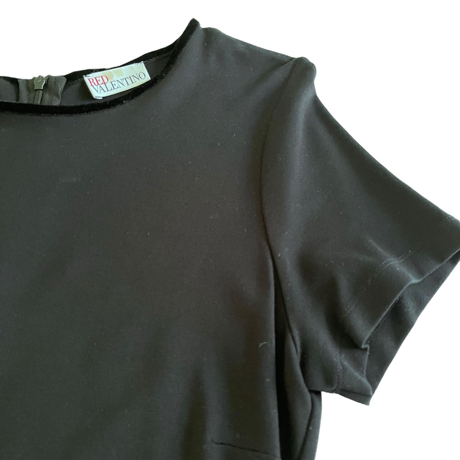 RED Valentino Red Valentino Black Lace Velvet Trim Knee Length Dress Size L / US 10 / IT 46 - 5 Thumbnail
