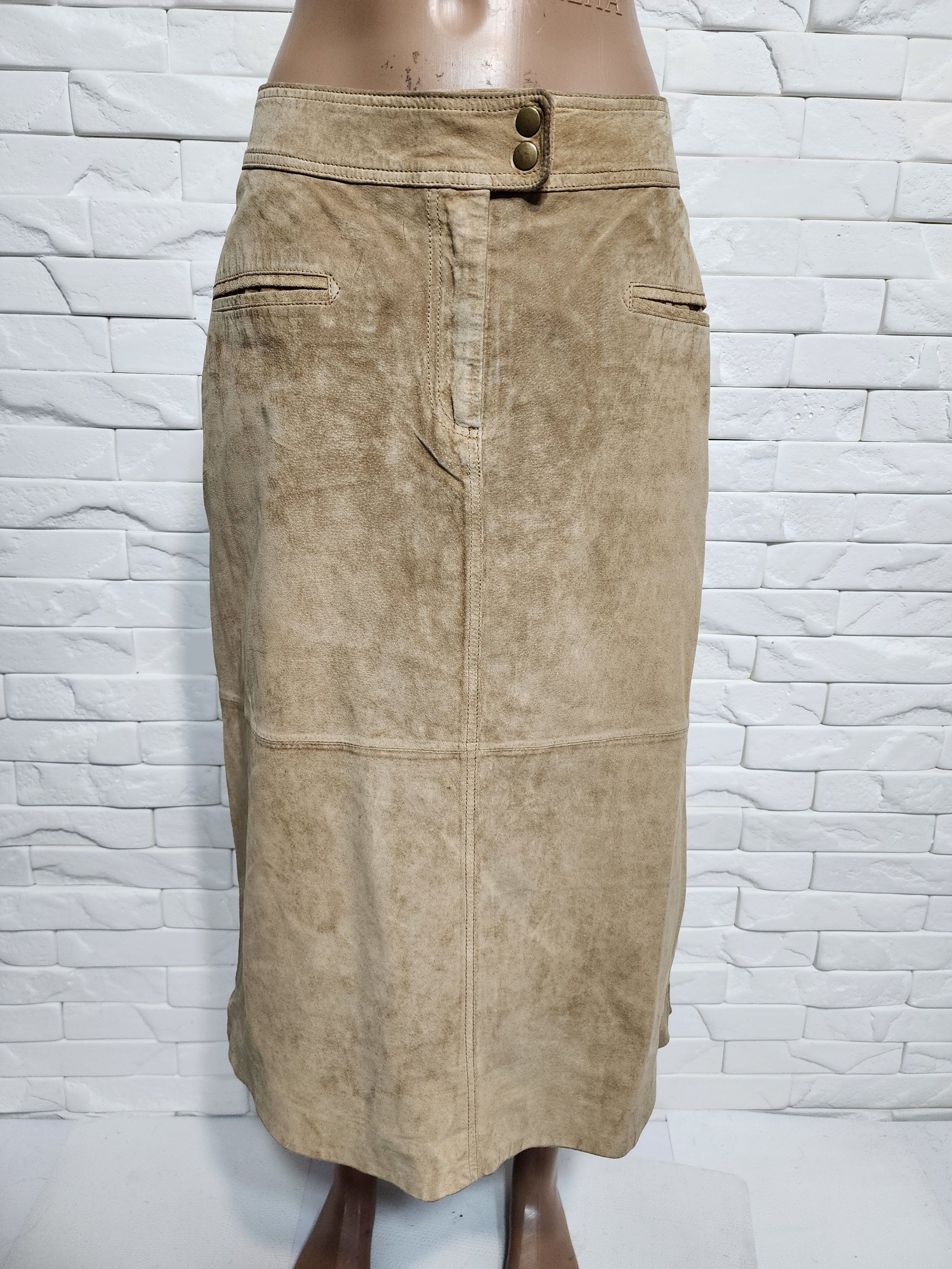 Other Brown Leather Skirt: Vintage 70s Style. Size 34" / US 12 / IT 48 - 1 Thumbnail