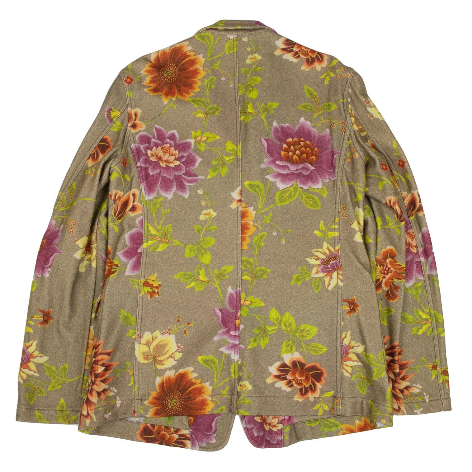 Jean Paul Gaultier Wool Floral Print Reversible Jacket in Khaki Multi Size US M / EU 48-50 / 2 - 15 Thumbnail