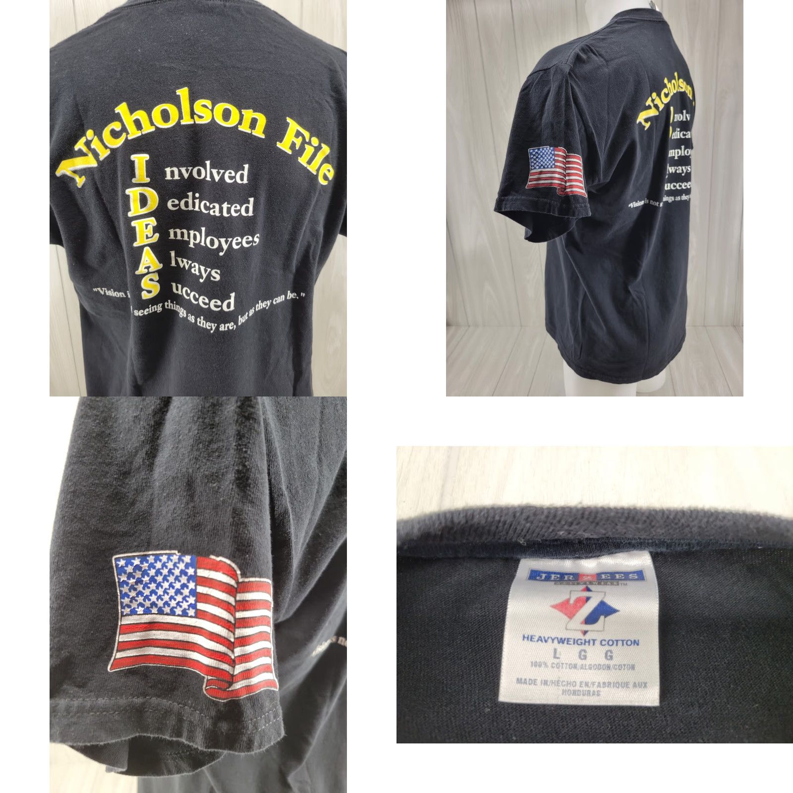 Jerzees Nicholson File Black Shirt Men's L T-Shirt Short Sleeve Cotton Graphic Print #2 Size US L / EU 52-54 / 3 - 8 Thumbnail